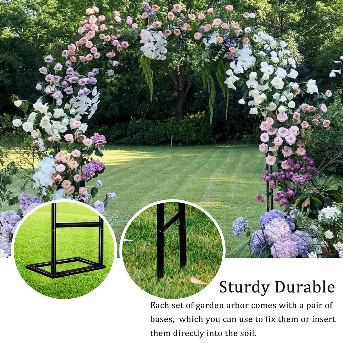Metal Garden Arch Wedding Trellis for Climbing Plants Pergola Arbor for Roses & Various Flowers Bridal Party Backdrop Stand (Size: 140x240x40CM)