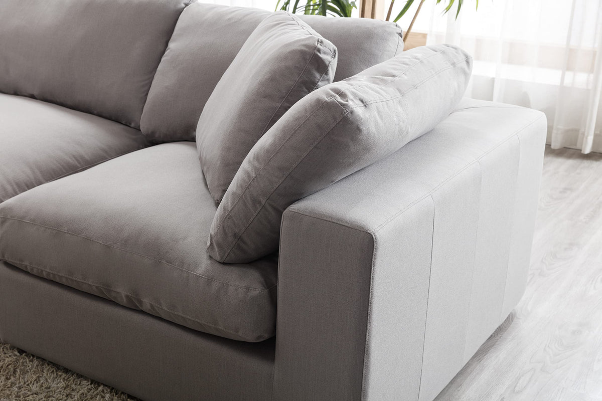 Roundhill Furniture Rivas Contemporary Feather Fill 4-Piece Modular Sectional Sofa, Graphite