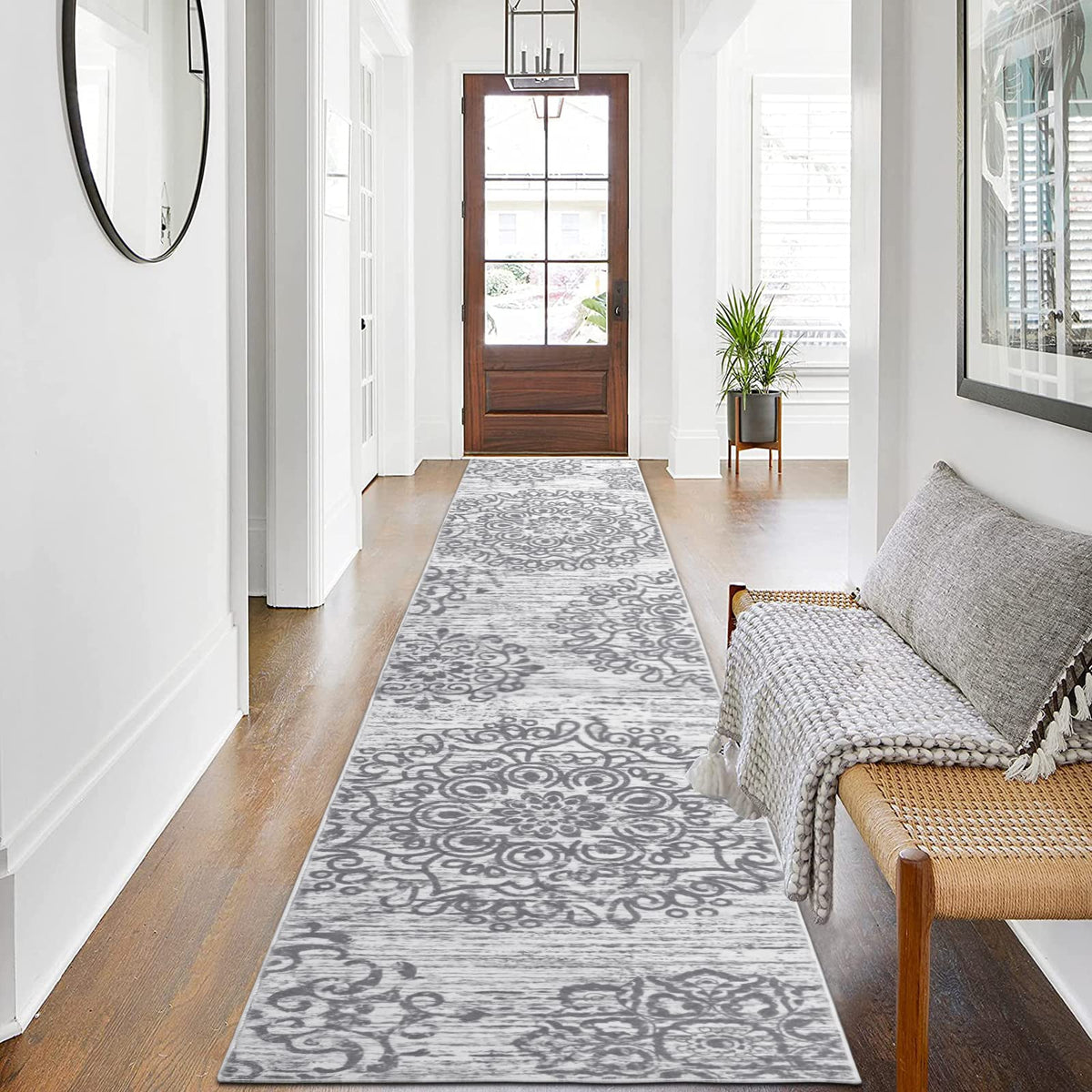 HEBE Hallway Runner Rug 2'x10' Washable Vintage Distressed Area Rugs Non Slip Laundry Rug Runner Boho Floor Carpet Runners for Hallways Entryway Laundry Room Kitchen Bathroom