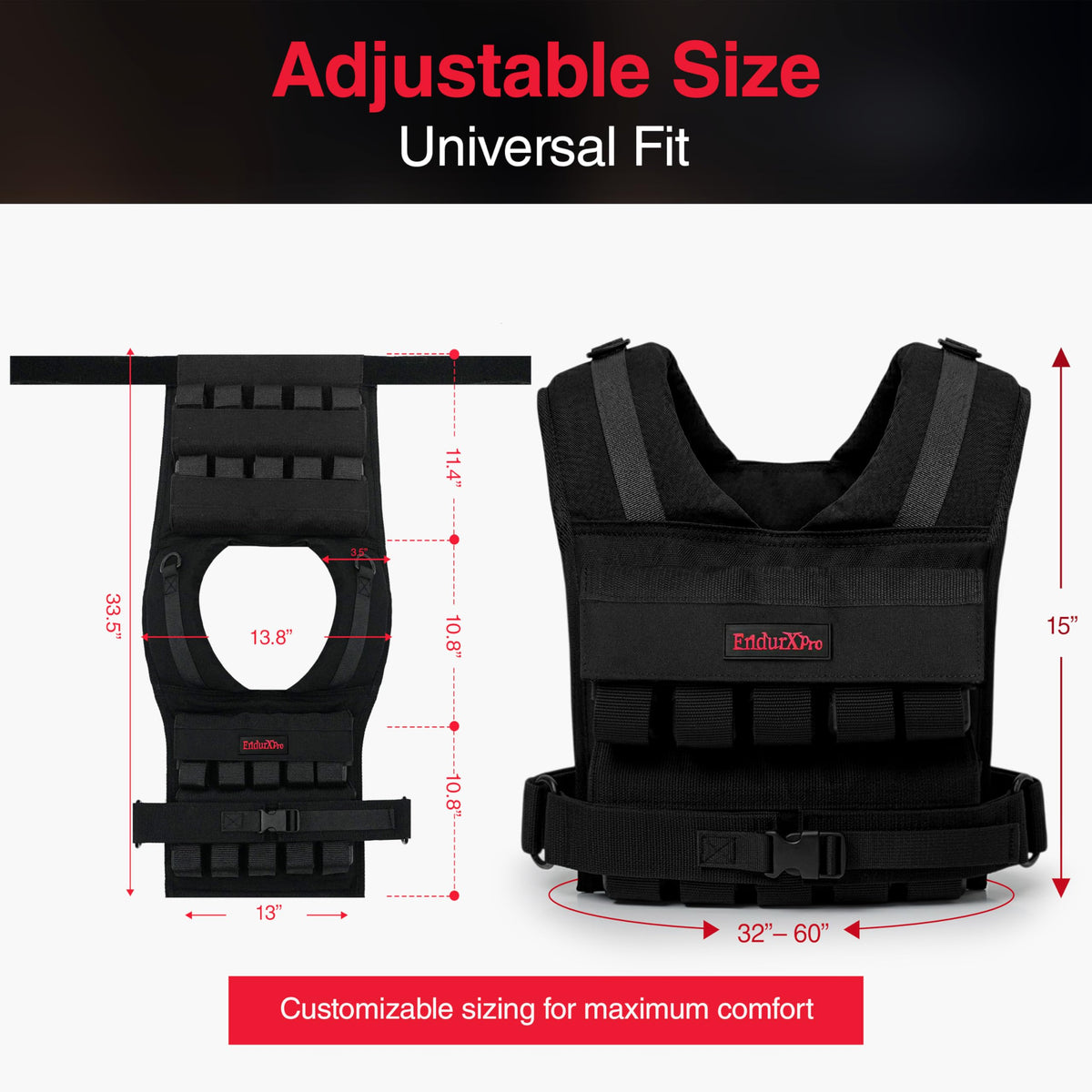 EndurXpro Weighted Vest for Men & Women | Adjustable Weight Vest 25 lbs/35 lbs/45 lbs with Removable Iron Weights, 1000D Cordura Weighted Training Vest for Rucking, Running & Strength Training
