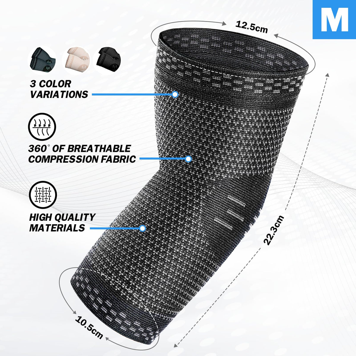 POWERLIX 2Pack Elbow Orthopedic Brace Compression Support (Pair) - Elbow Sleeve for Tennis, Golfer’s, Bursitis, and Sprains, Arthritis, Tendonitis. Pain Relief(Black, L)