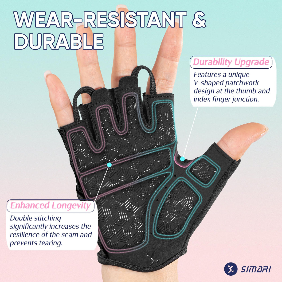 SIMARI Workout Gloves for Women Men with Full Palm Protection, Strong Grip, Cushion Impact, Breathable, Suitable for Gym Training, Kayaking, Weight Lifting, Exercise, Fitness, Cycling (Size Medium)