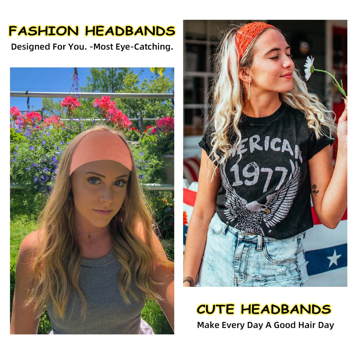 RITOPER Women's Workout Wide Headbands - Non Slip, Super Soft Yoga Running Exercise Bands, Elastic Sweat and Hair Wraps