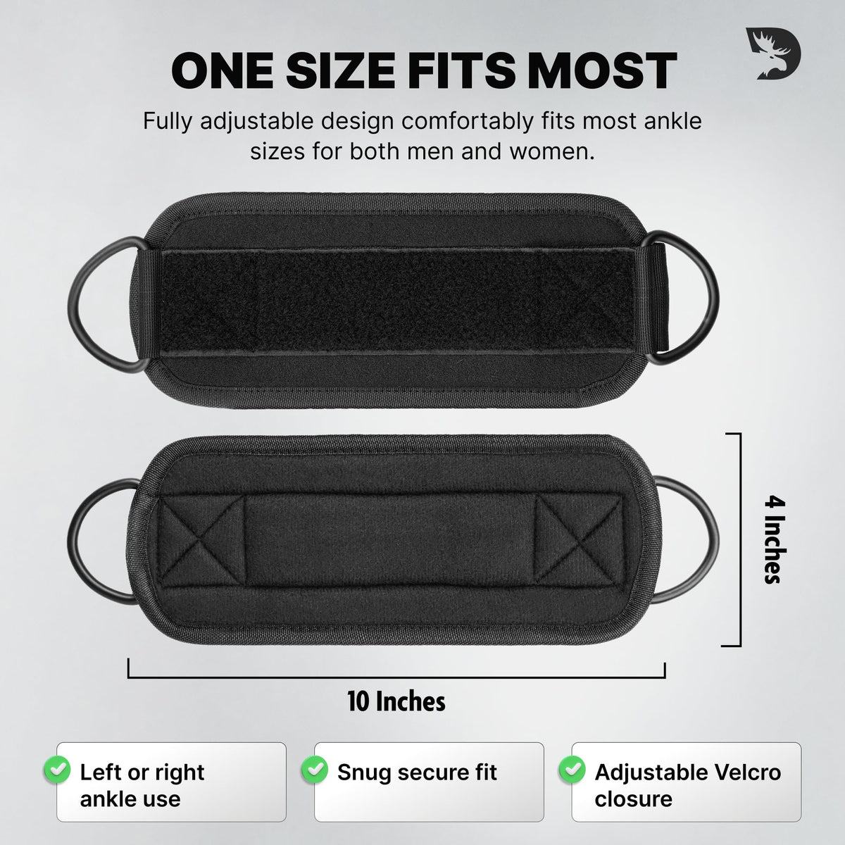 DMoose Ankle Strap for Cable Machine Attachments - Gym Ankle Cuff for Kickbacks, Glute Workouts, Leg Extensions, Curls, Booty Hip Abductors Exercise for Men Women