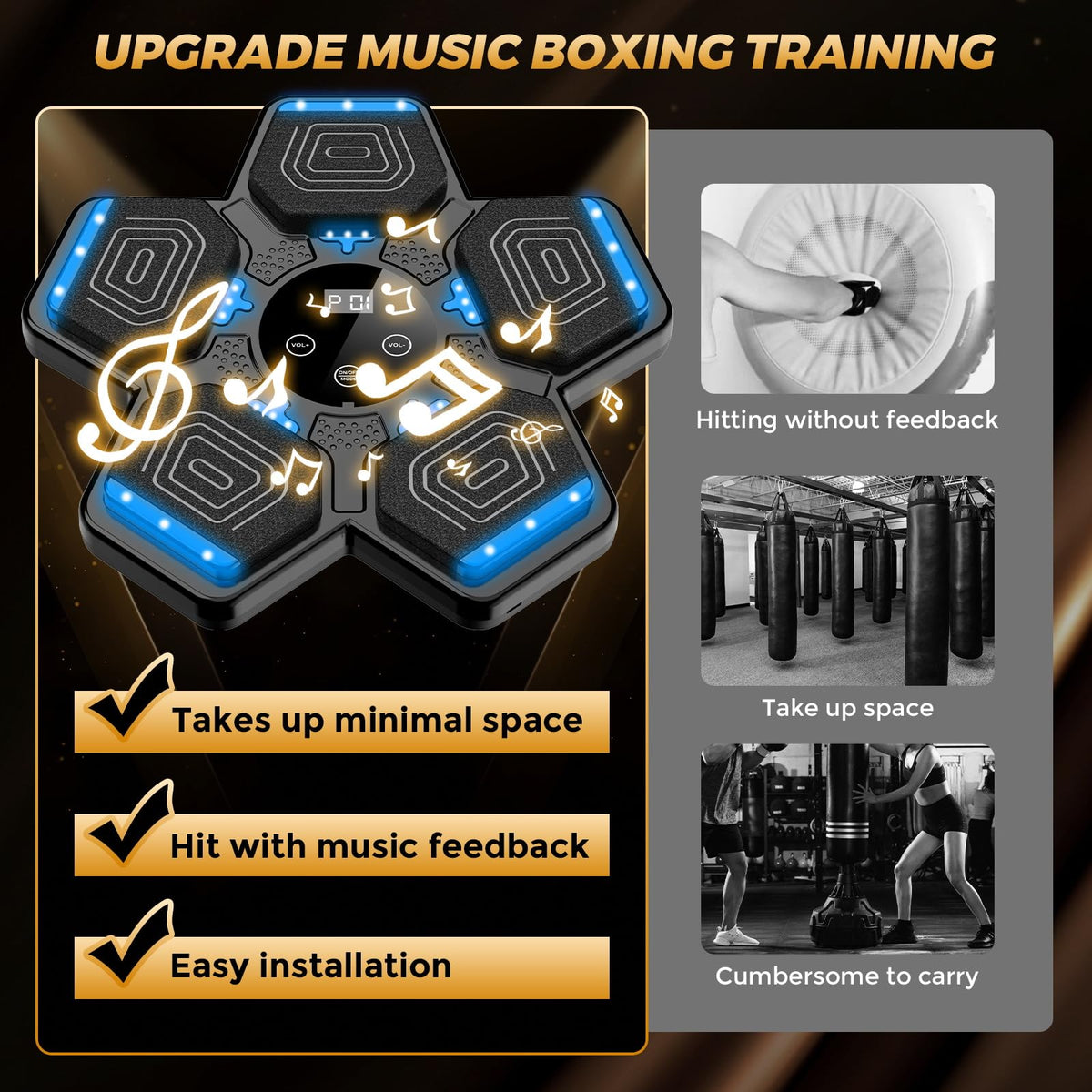 LOLBOX 2025 Music Boxing Machine for Adults and Kids, Smart Bluetooth Boxing Training Equipment with Gloves Wall Mounted, Workout Punching Machine for Home,Office and Gym