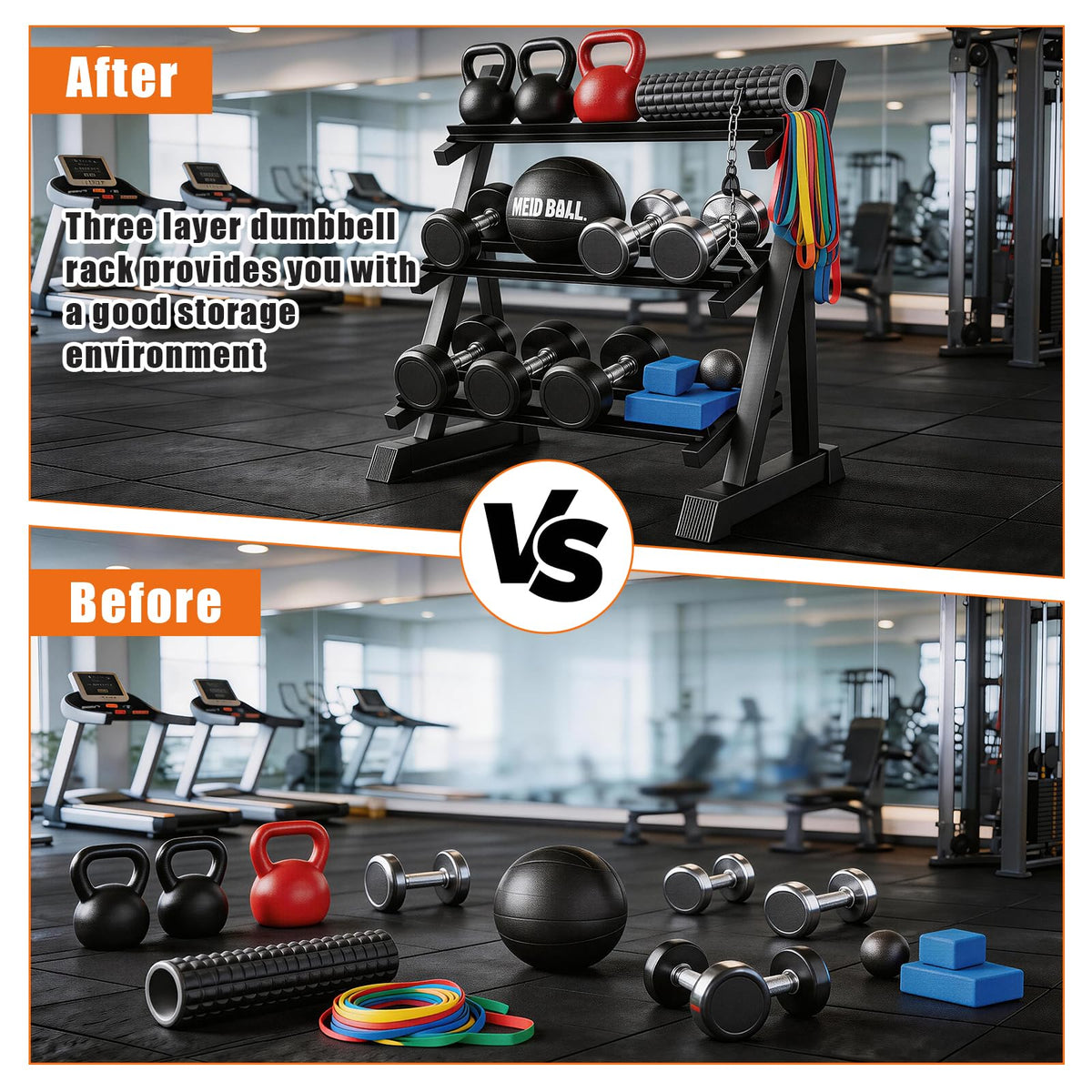 Dumbbell Rack 3-Tier Adjustable Dumbbell Rack Suitable for Dumbbells, Kettlebells, and Other Compact Weights Space-Saving Dumbbell Storage Rack - 1000LBS Capacity