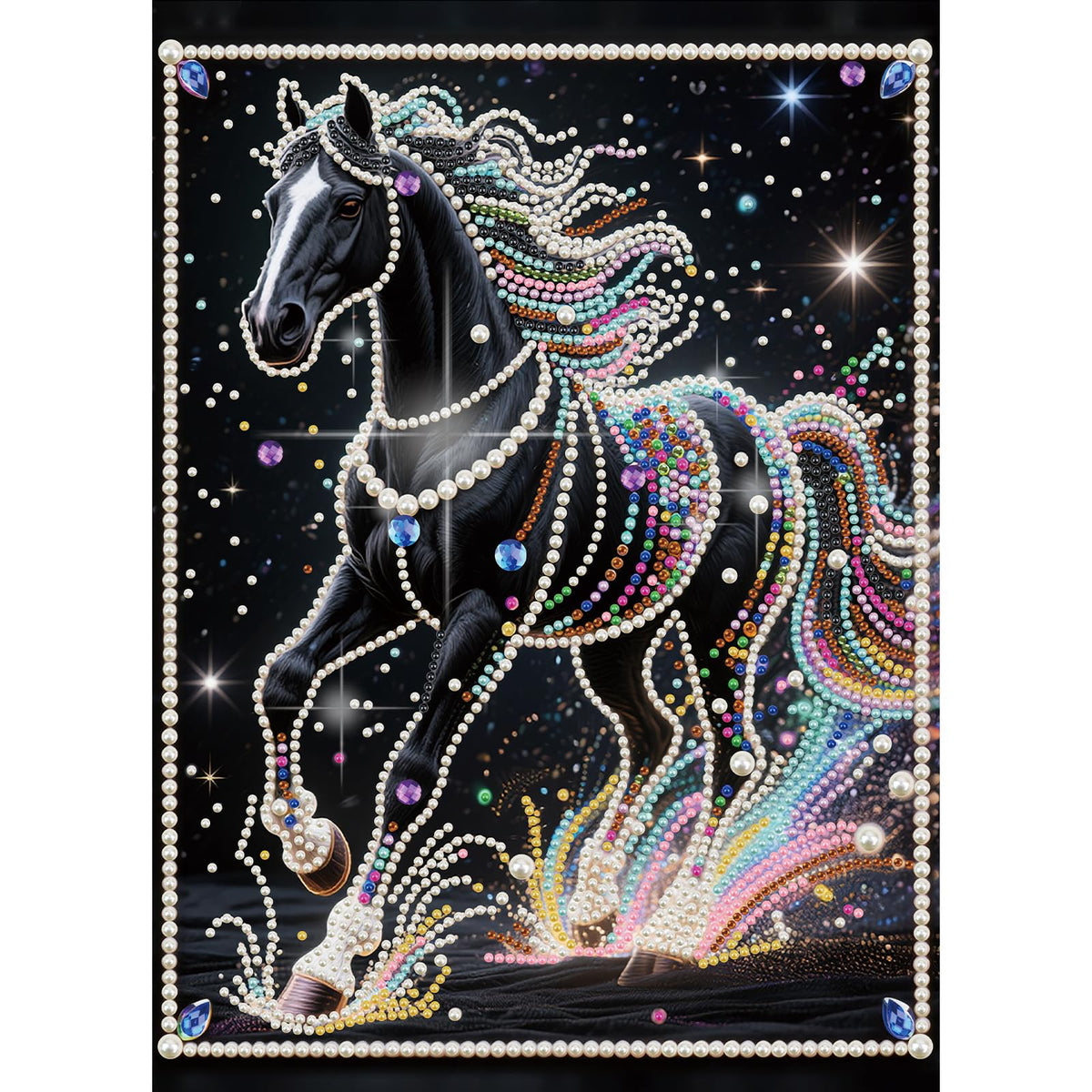 WSLWXSHM Pearl Diamond Painting Kits for Adults Horse, 5D Special Shape Diamond Art Kits for Beginners, Crystal Rhinestones Diamond Painting for Home Wall Decoration Gift 12×16inch/30×40cm Animal