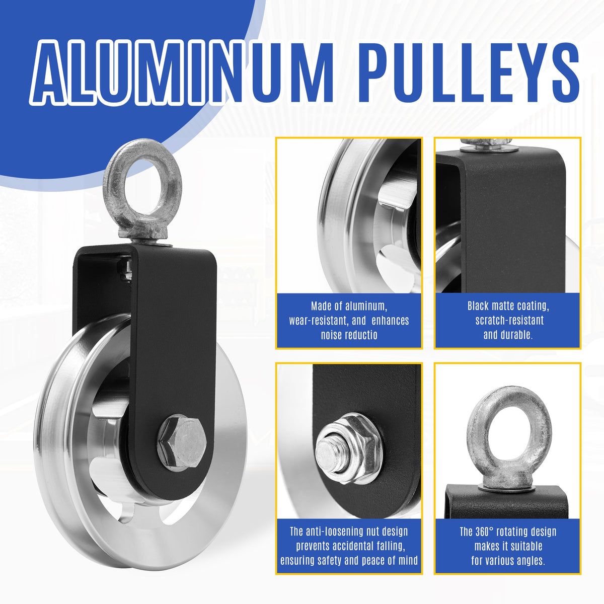 wantiekid Upgraded 90mm Aluminum Alloy Cable Pulley Wheel for Home Gym System, Heavy Duty with 600 LBS Max Load, Compatible with LAT Pulldown, Tricep Pushdown and Cable Machine Exercises（Two Package）
