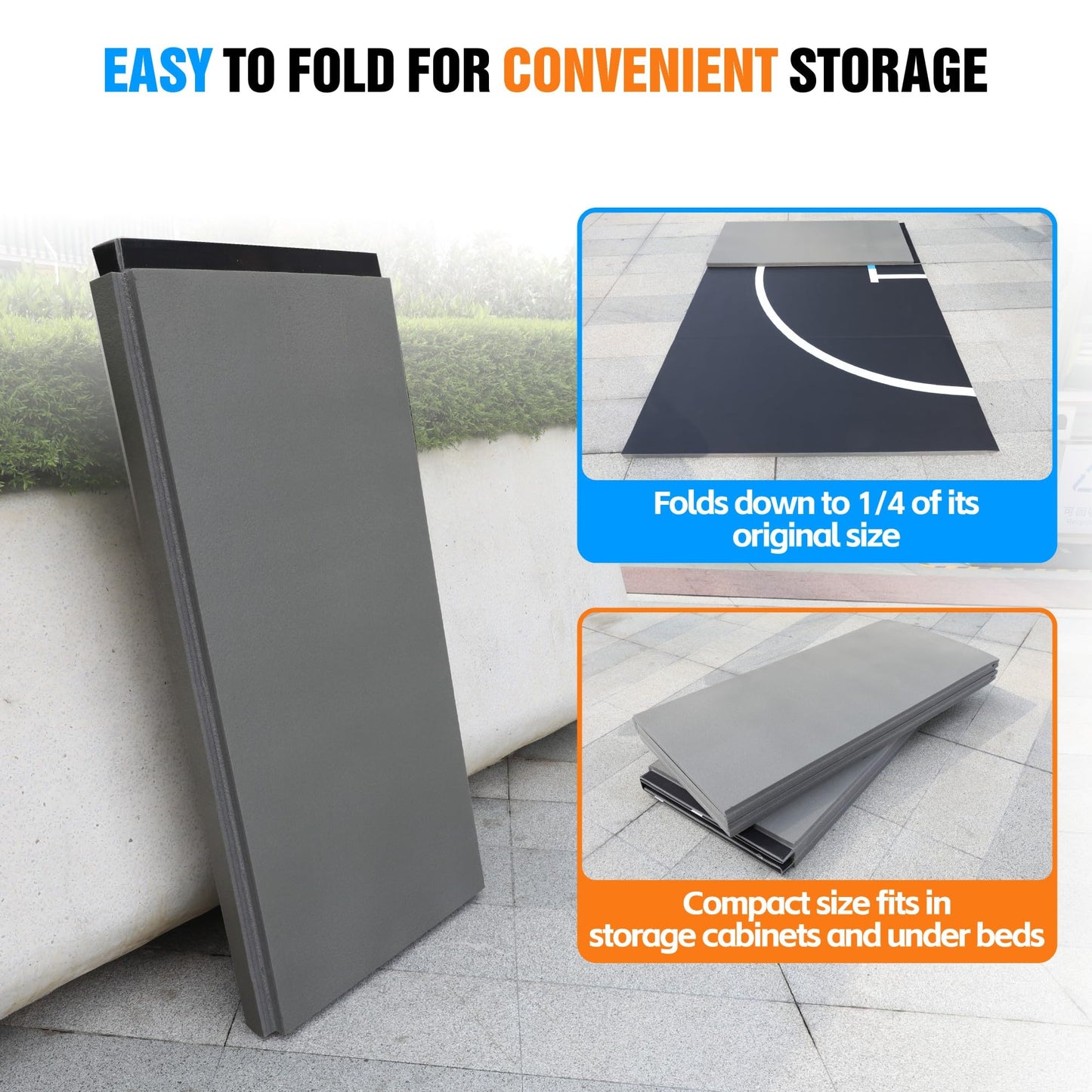 HESMAX 10' x 10' Wrestling Mat, Foldable Martial Arts Thick Mat, XPE Foam Wrestling Mats for BJJ, MMA, Jiu Jitsu, Judo & Grappling 1p2