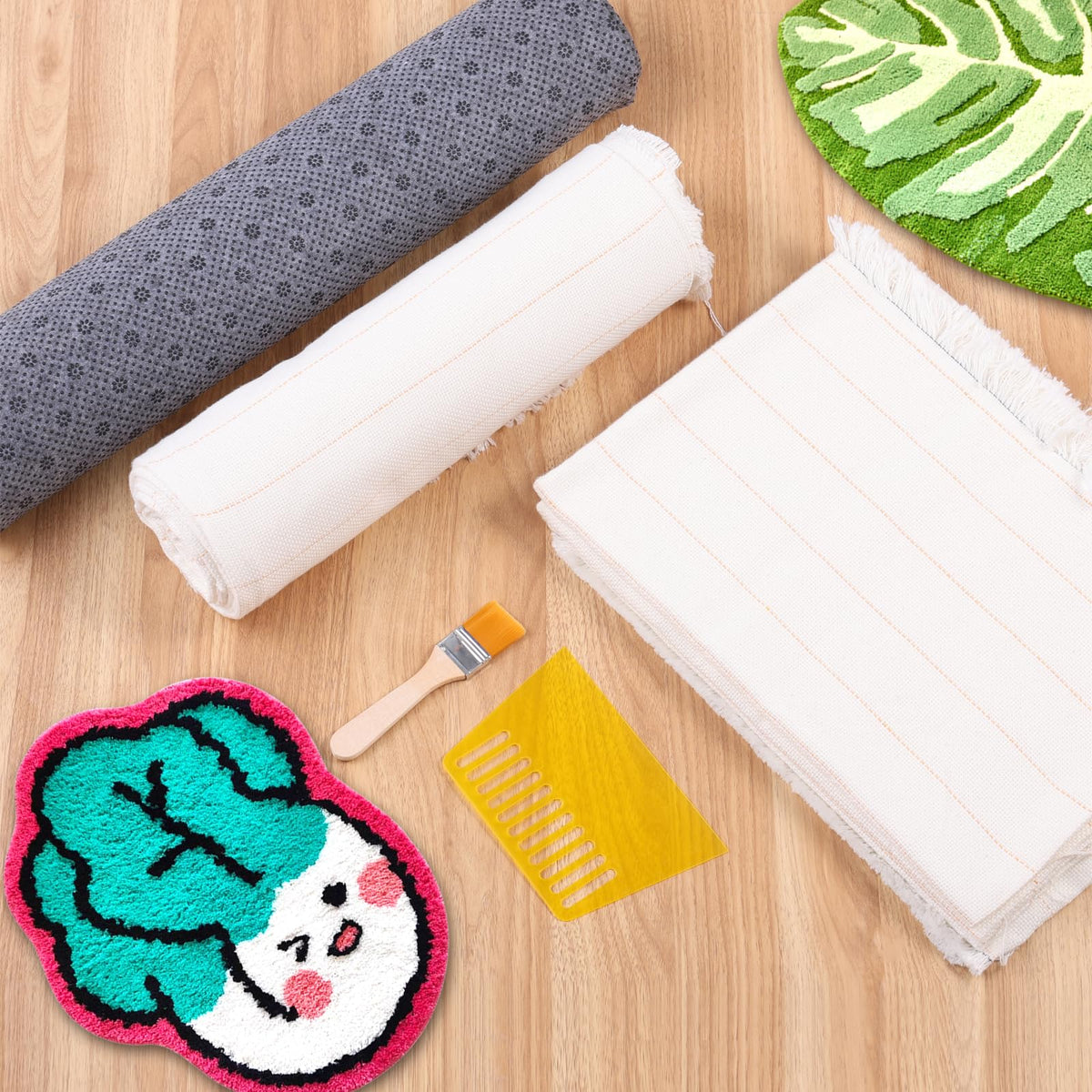 4 Pcs 79'' x 59" Large Tufting Cloth for Rugs and 71'' x 39" Non Slip Final Backing Tufting Cloth with Marked Lines Primary Tufting Cloth Rug Tufting Kit for Tufting Gun Punch Needle DIY Rug