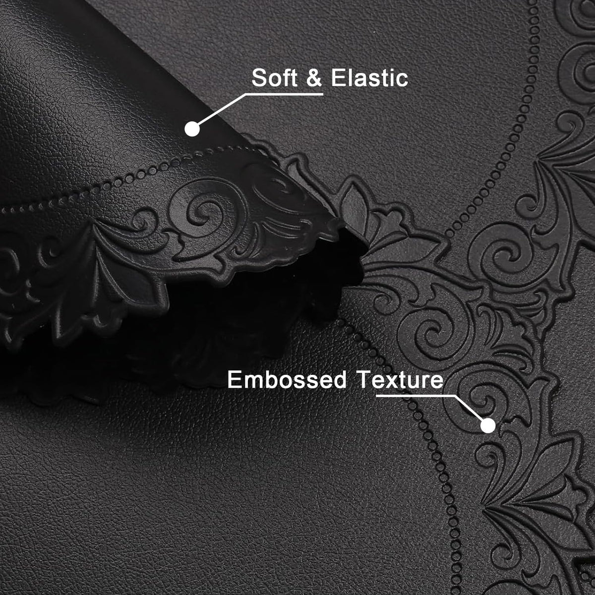 Noctiflorous Round Faux Leather 15 Inch Placemats Set of 4 Waterproof Wipeable Heat Resistant Tablemat for Dining Table Kitchen Non Slip Washable Oilproof Table Place Mat for Indoor Outdoor(Black, 4)