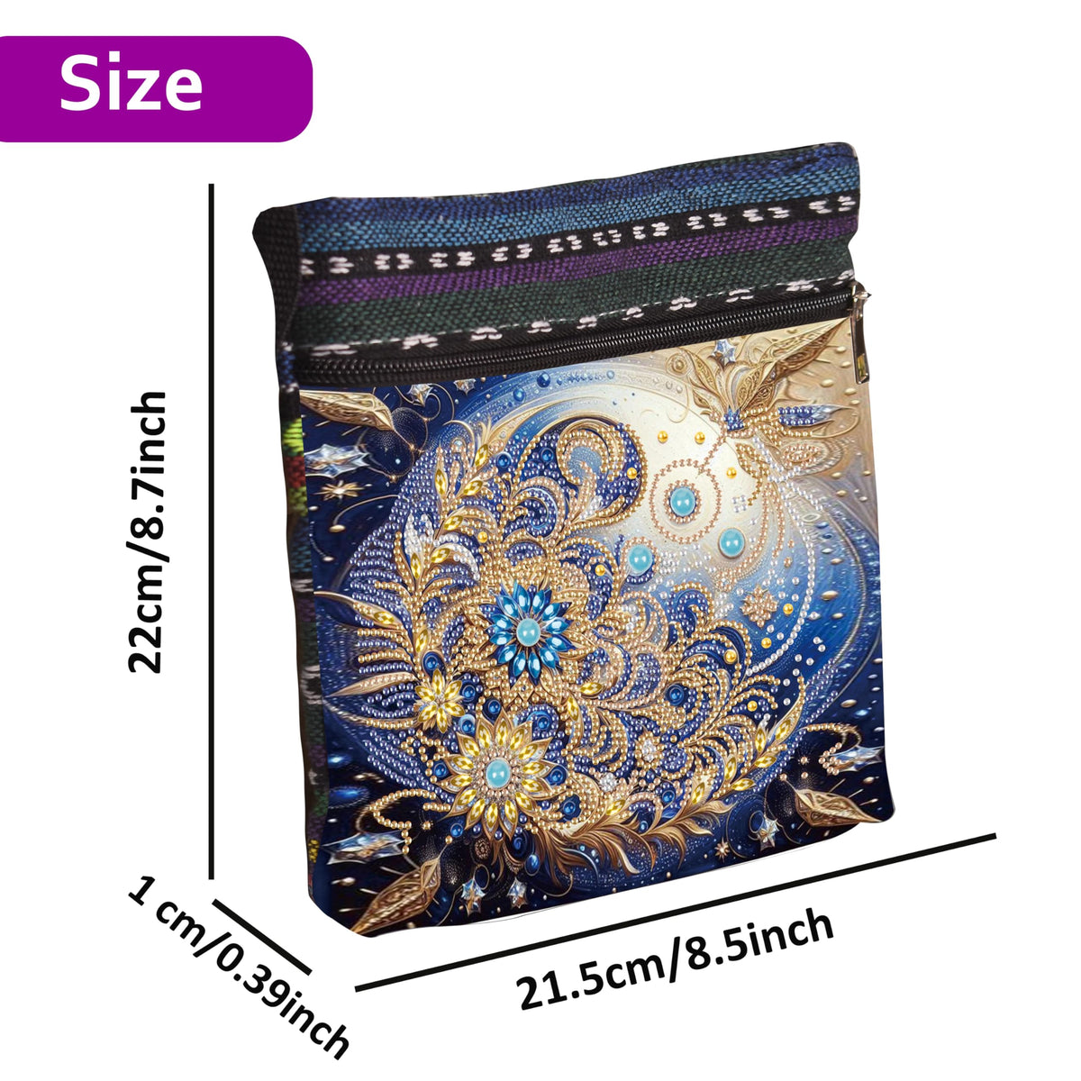 LSQFS 5D Diamond Painting Shoulder Bag, DIY Diamond Art Kits for Adults with Adjustable Strap & Zipper, Artistic Handbag for Women, Perfect for Shopping & Daily Use