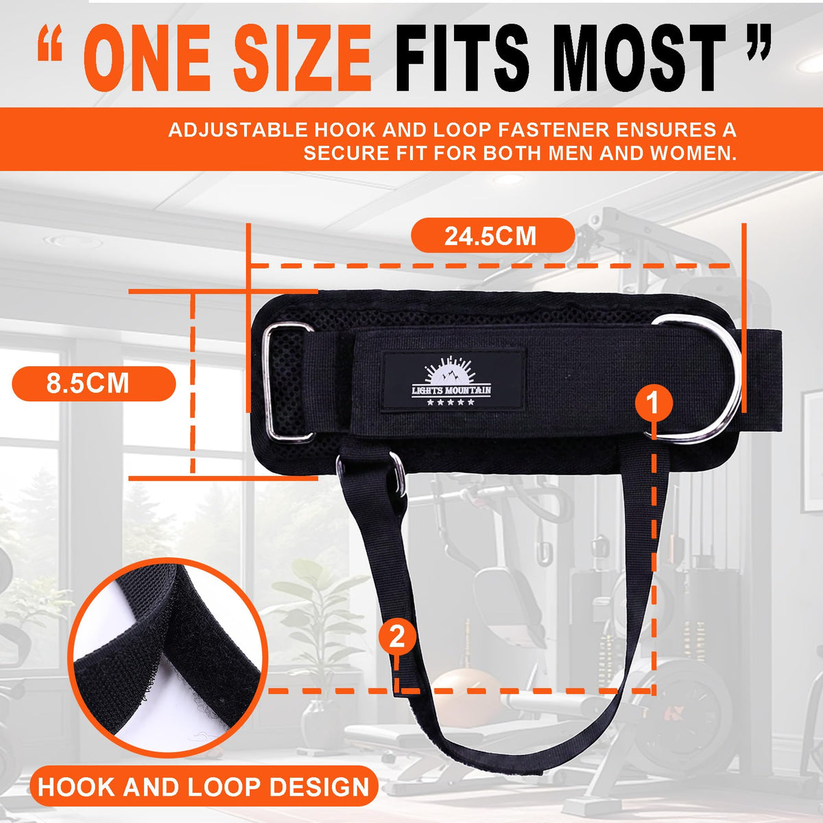 Sliding D-ring Ankle Straps for Cable Machine, Stirrup Style Leg Cuffs with Under-Foot Strap, Long-lasting Non-slip Glute Kickback Attachments for Women Men