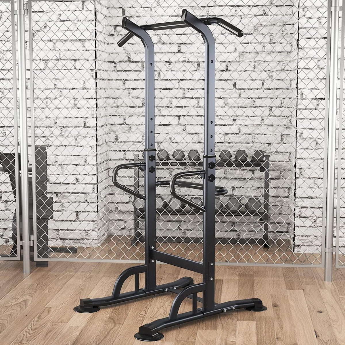 soges Power Tower Pull Up Station, Adjustable Multi-Function Dip Station Home Gym, Strength Training Pull-Up Bars for Full Body Workout, Power Tower Dip Station Pull Up Bar with 11 Height Levels