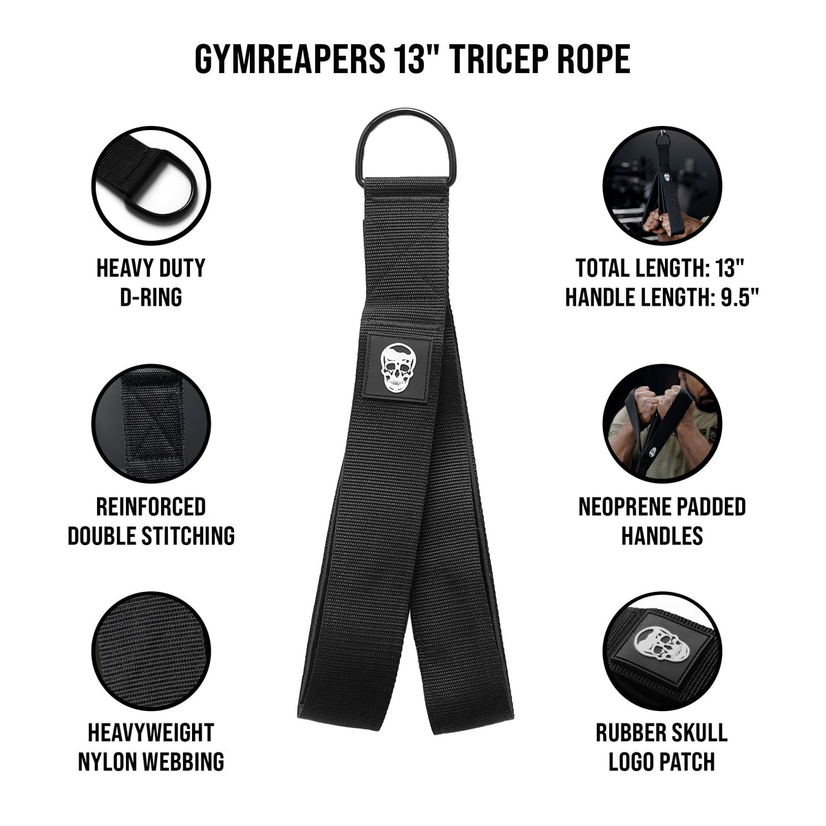 Gymreapers Tricep Rope Cable Attachment - Multi-Workout Tricep pull down Cable attachment - Perfect gym cable machine attachment