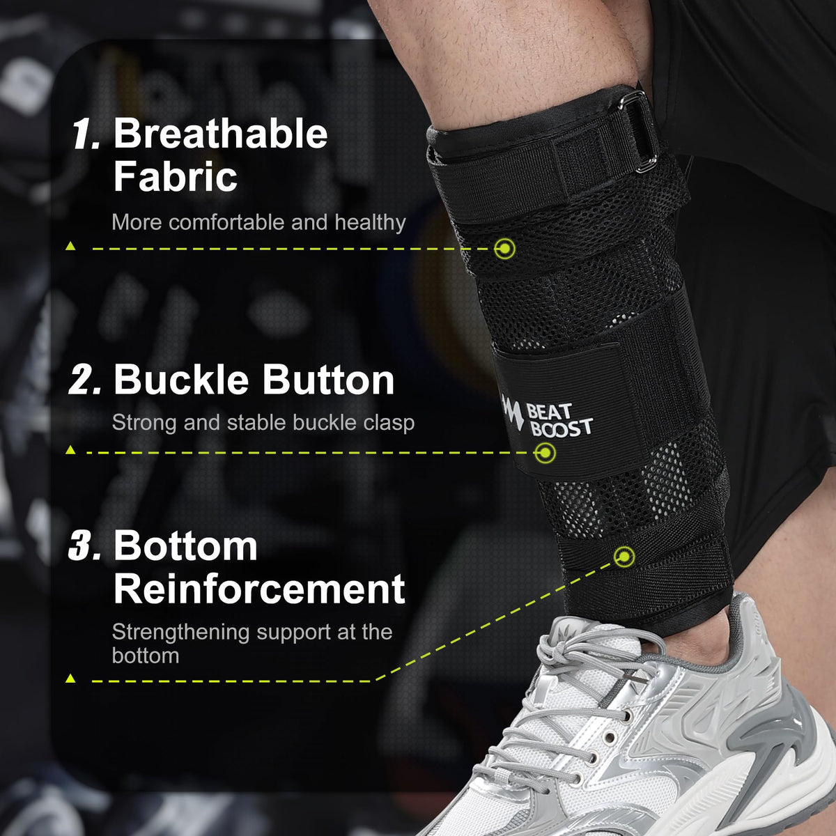 BeatBoost Ankle Wrist Weights 10lb Adjustable Leg Arm Weights for Men Walking Pilates Exercise Workout Gym Aerobics