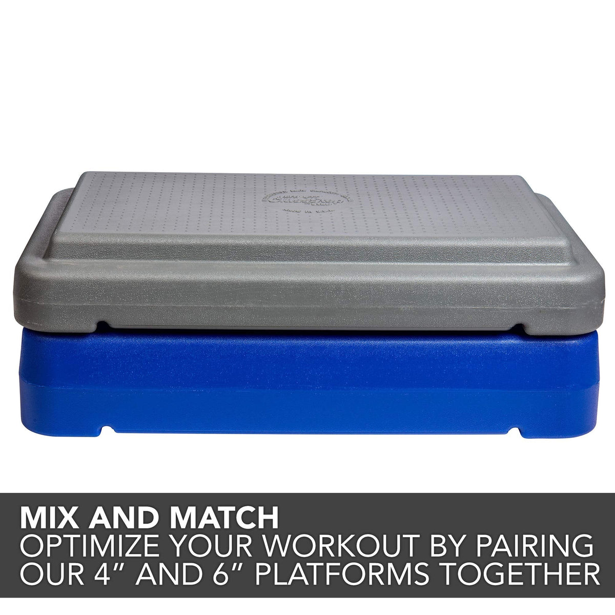 The Step (Made in USA) 4 Inch Stackable Aerobic Exercise Platform (Grey) with Non-Slip Surface and Nonskid Feet to Prevent Sliding