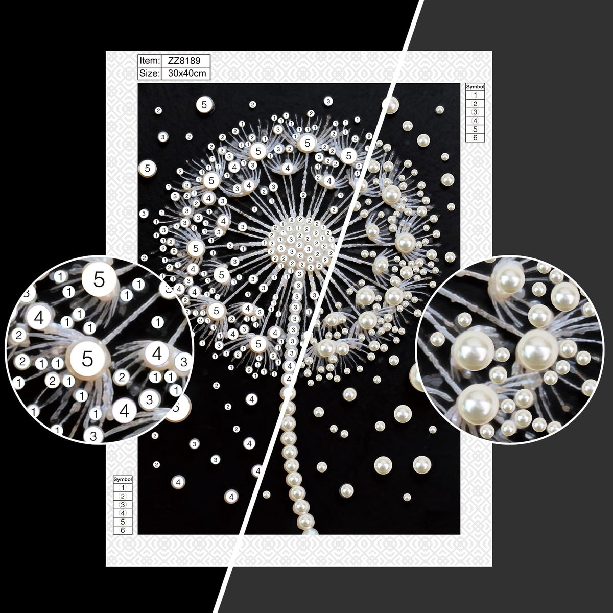 Stalente Pearl Diamond Painting Kits for Adults Dandelion, 5D Special Shape Diamond Art Kits for Beginners, Crystal Rhinestones Diamond Painting for Home Wall Decoration Gift 12×16inch, Flower