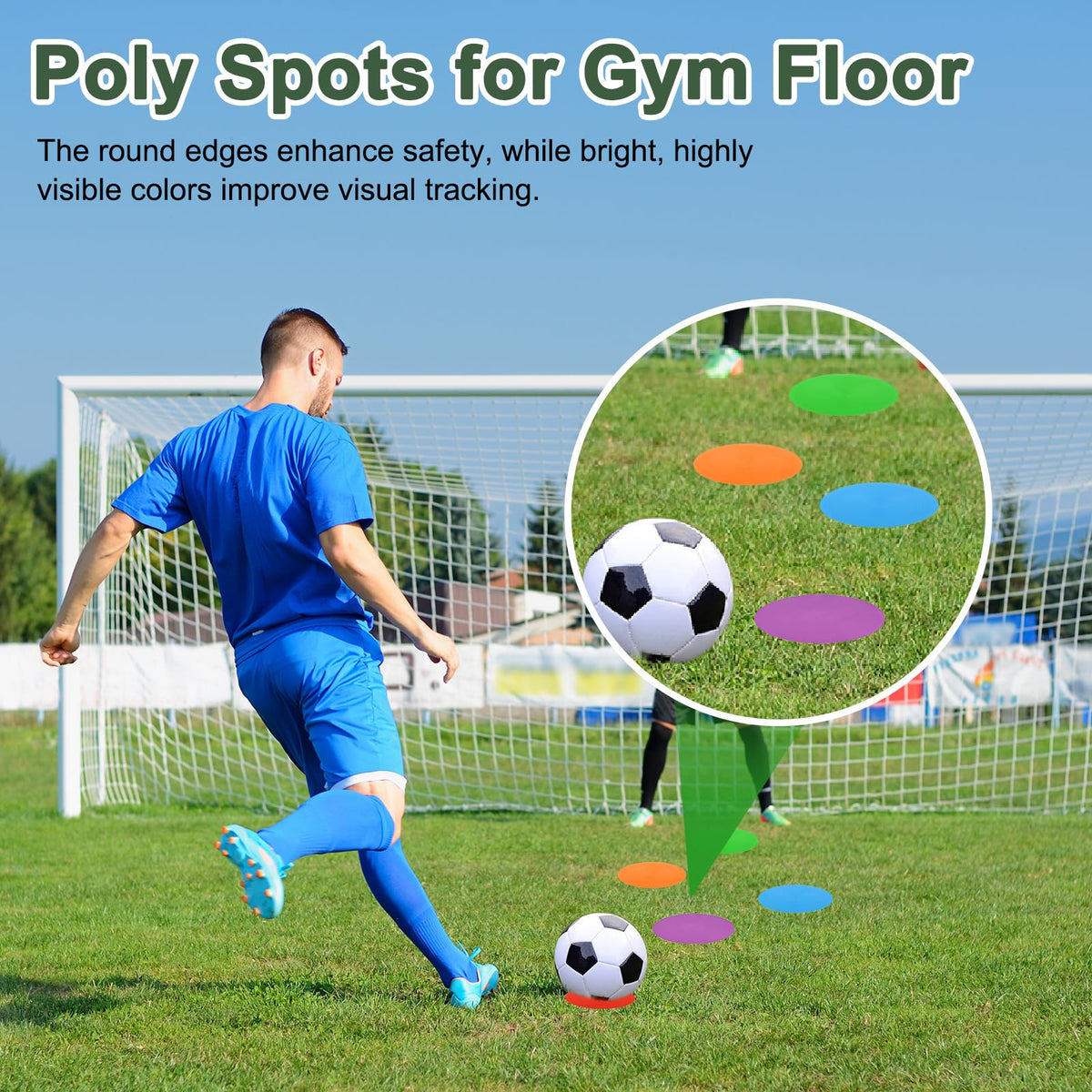 YELARXI Spot Markers for Agility Dot, Non-Slip Poly Spots Floor Dots Flat Field Soccer Training Equipment 9 in & 8 Pcs & Yellow -Fitting for (Gym/Sports/Training/PE Games/Dance)