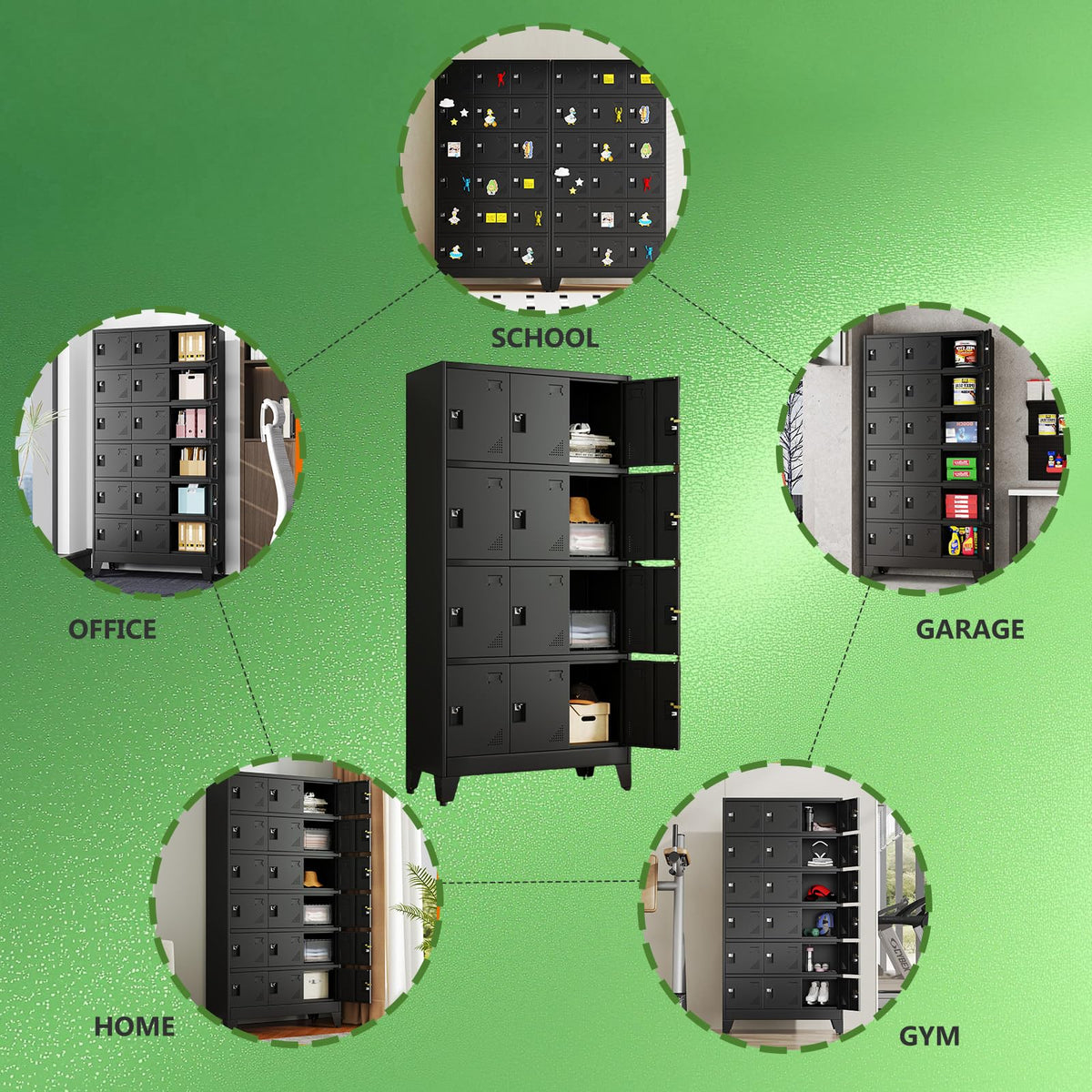 erosoei Metal Lockers for Employees, 12 Doors Metal Storage Locker with Card Slot and Ventilation Holes, Steel Employee lockers for Home Office School Gym Garage, Requires Installation