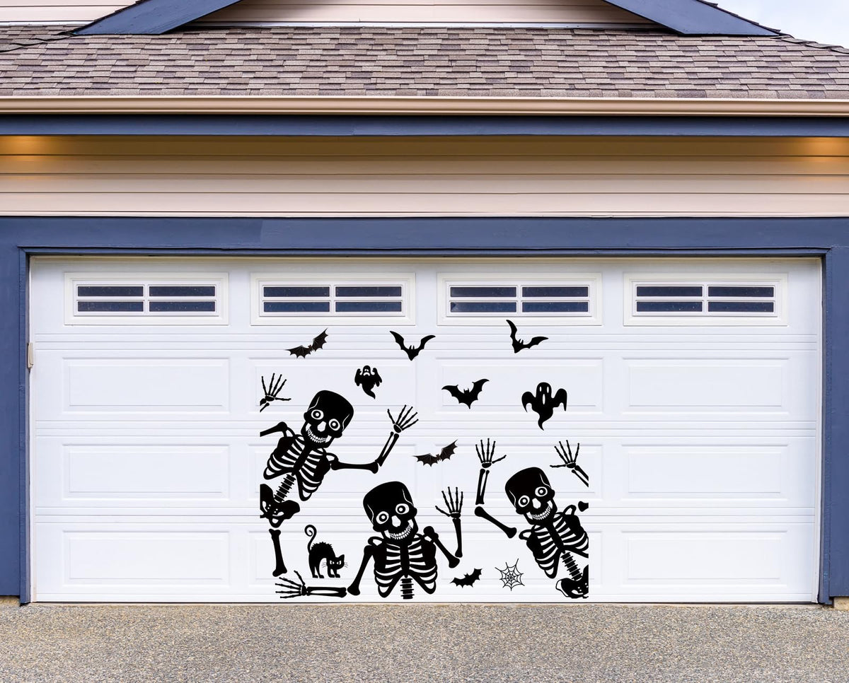 JarThenaAMCS 27Pcs Halloween Garage Decoration Magnet Dancing Skeleton Ghost Refrigerator Decals Black Magnetic Stickers for Party Home Door Car Dishwasher Decor