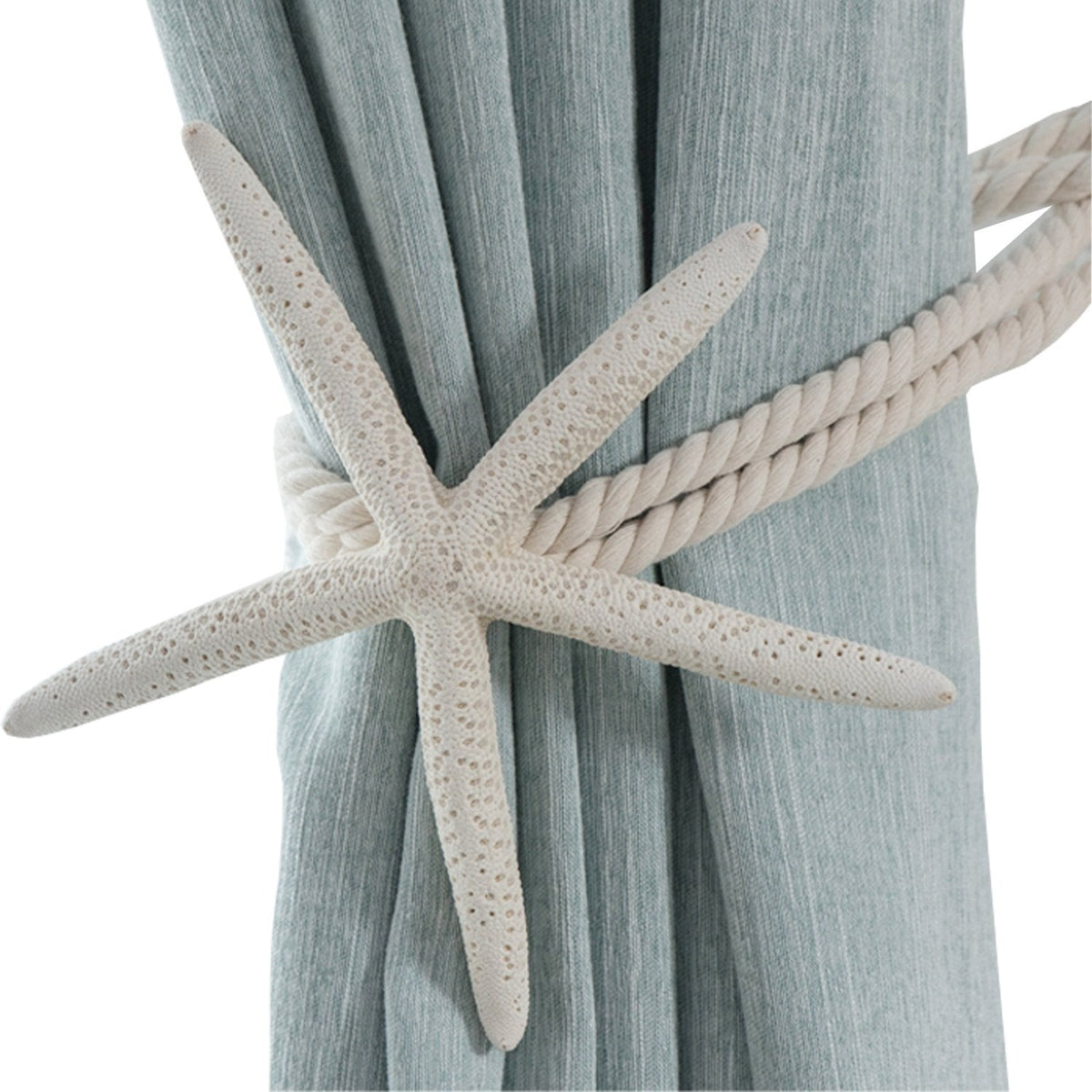 ZILucky 2 Pieces Natural Starfish Curtain Tiebacks Rope Drape Tie Band Drapery Holdbacks Room Décor