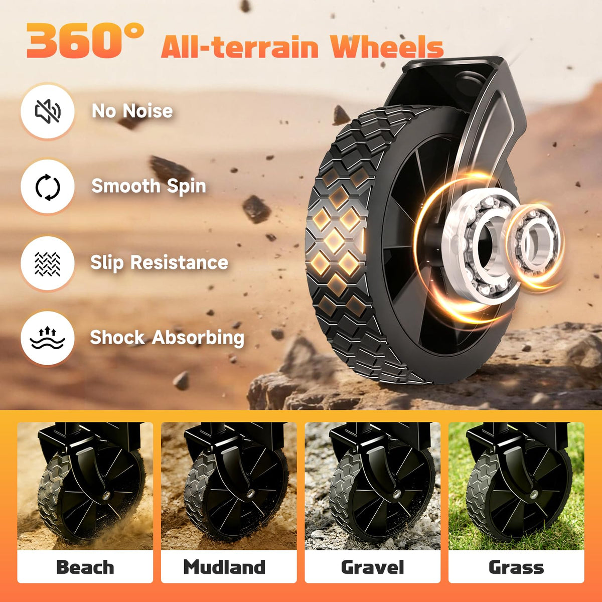 Collapsible Foldable Wagon Cart with Wheels - 220LBS Heavy Duty Folding Wagon Carts, Portable Lightweight Utility Wagon with All-Terrain Wheels & 2 Cup Holders, Grocery/Beach/Sports/Shopping/Black