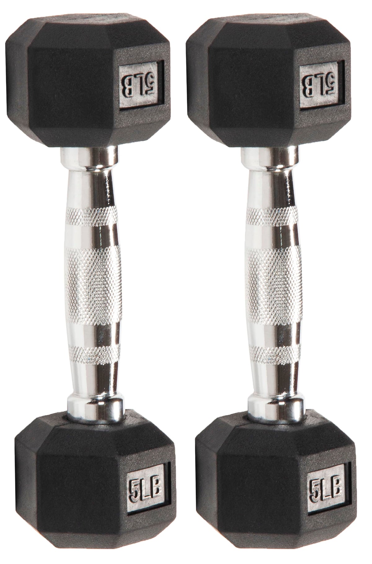 Fitvids Rubber Encased Exercise & Fitness Hex Dumbbell, Hand Weights with Anti-Slip Metal Handle for Home Gym, Multiple Sizes