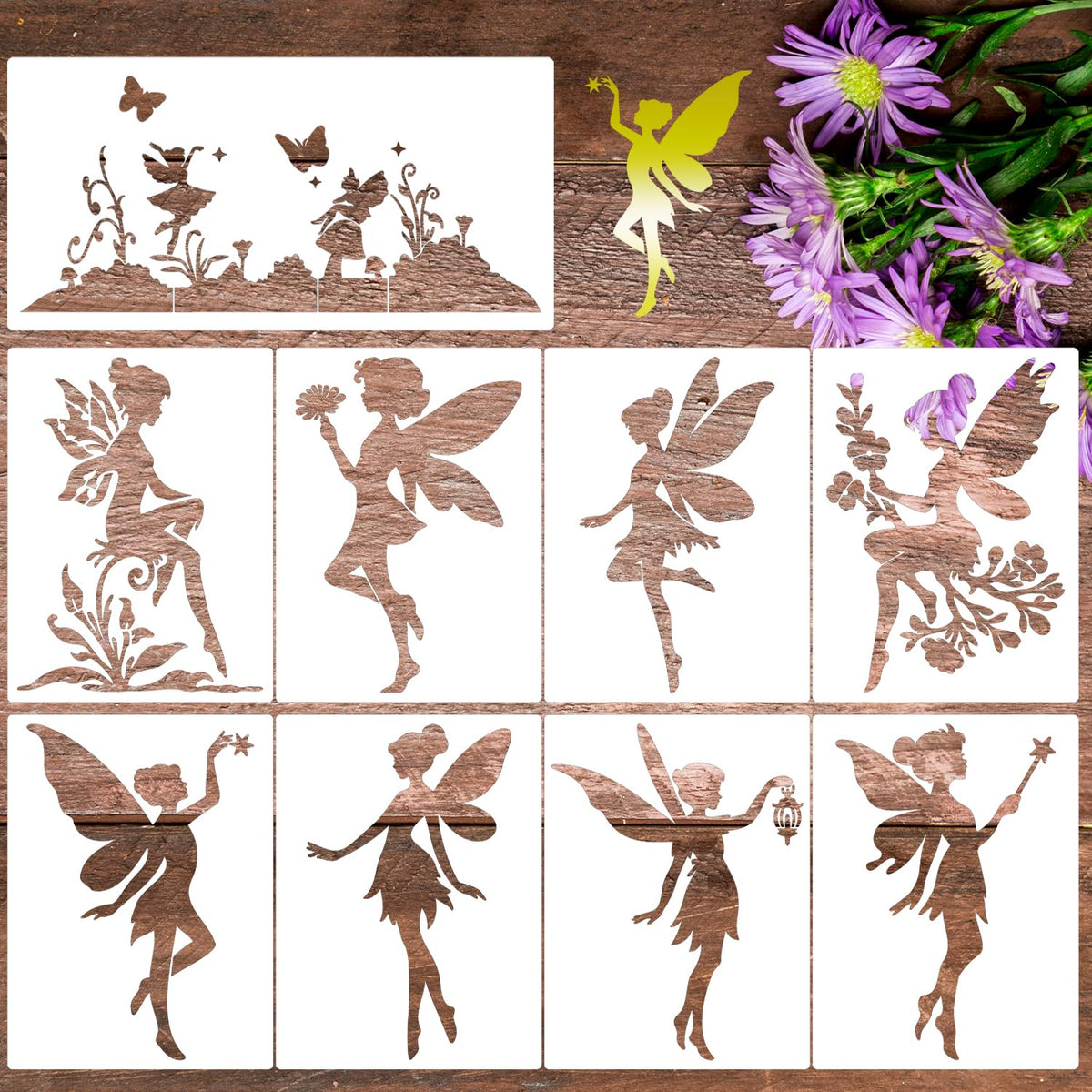 Fairy Stencils for Crafts Reusable Paint Stencil DIY Crafts Stencils for Painting on Wood Fabric Card T-Shirt