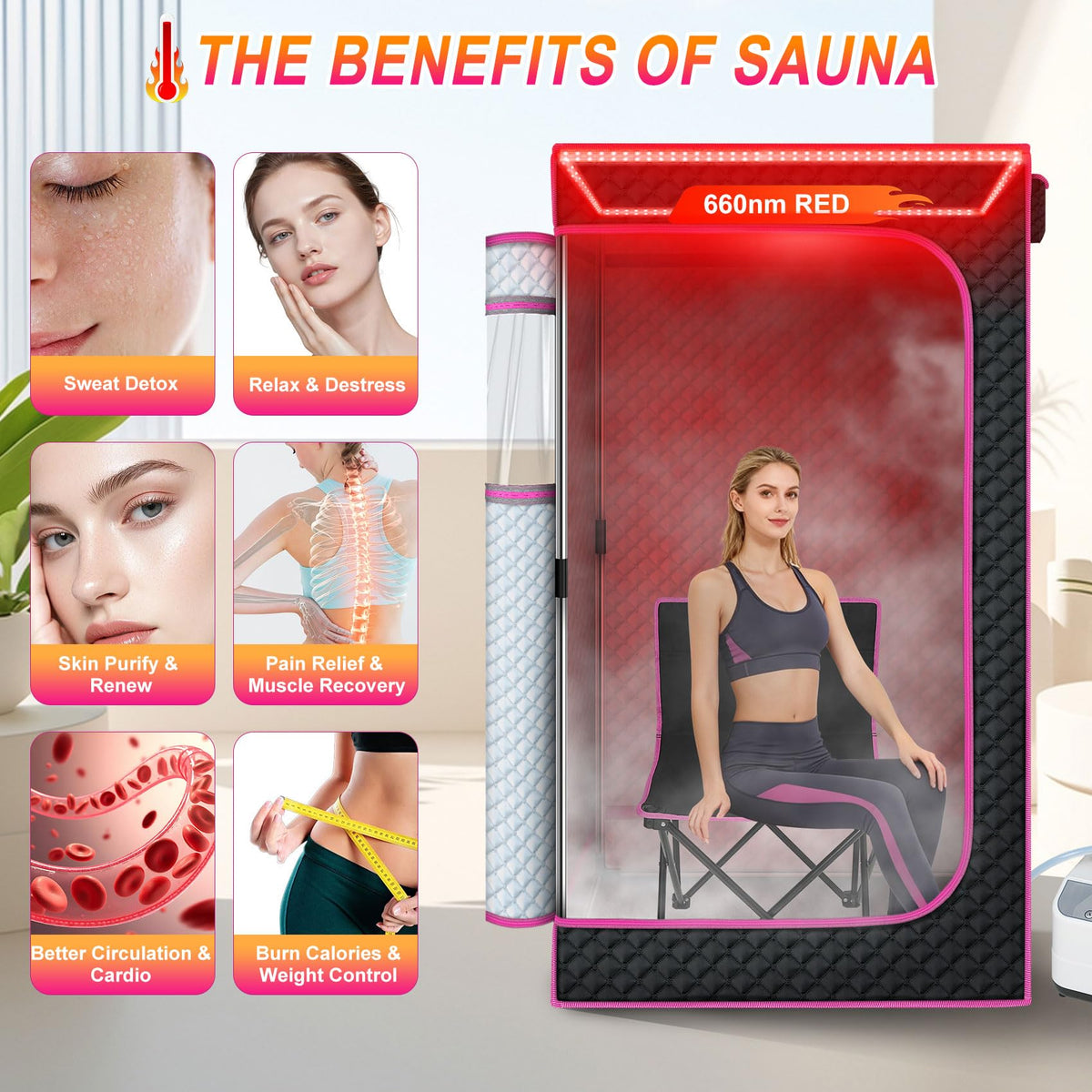 STEECA Portable Infrared Sauna Box for Home, Steam Sauna Tent with 1300W 3L Steamer, Full Body Relaxation for Indoor Use