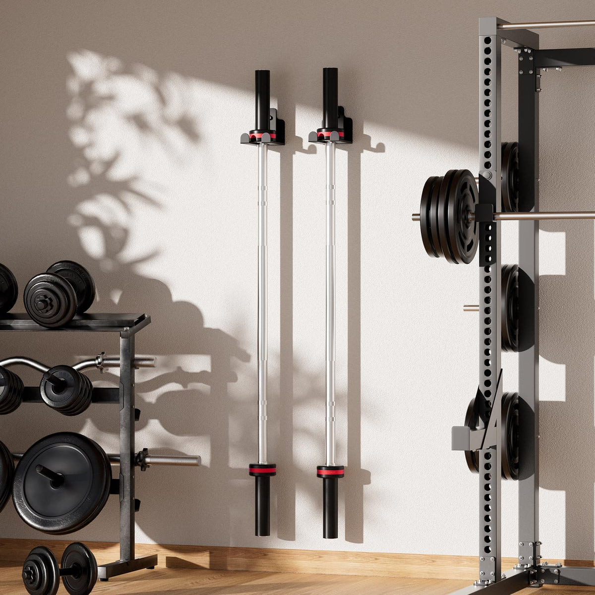 XZHXFX Barbell Wall Holder,Single Barbell wall Mount Hanger,Garage Gym Bar Wall Rack,Vertical Olympic Hanger wall Mount Rack,Space Saving Gym Accessory,Holds Under 33mm Bar Size(Black)