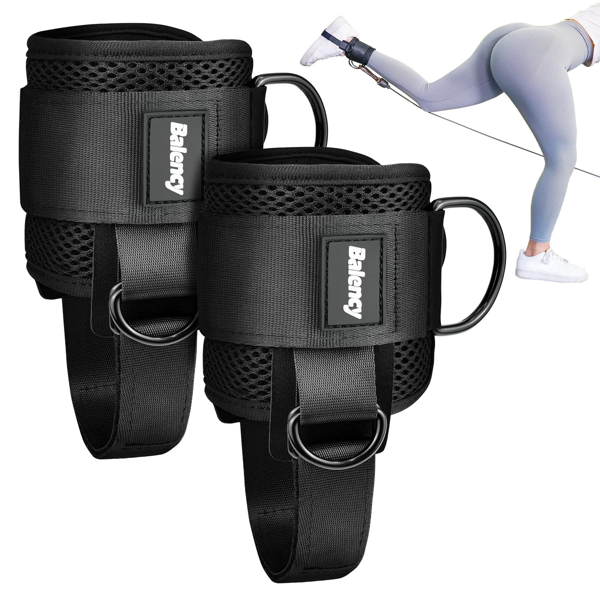 Ankle Straps for Cable Machine Woman, Balency Padded Ankle Strap for Cable Machine Kickback, Cable Ankle Attachment for Gym, Ankle Cuff, Kickback Ankle Strap for Glute Workout, Leg Extensions