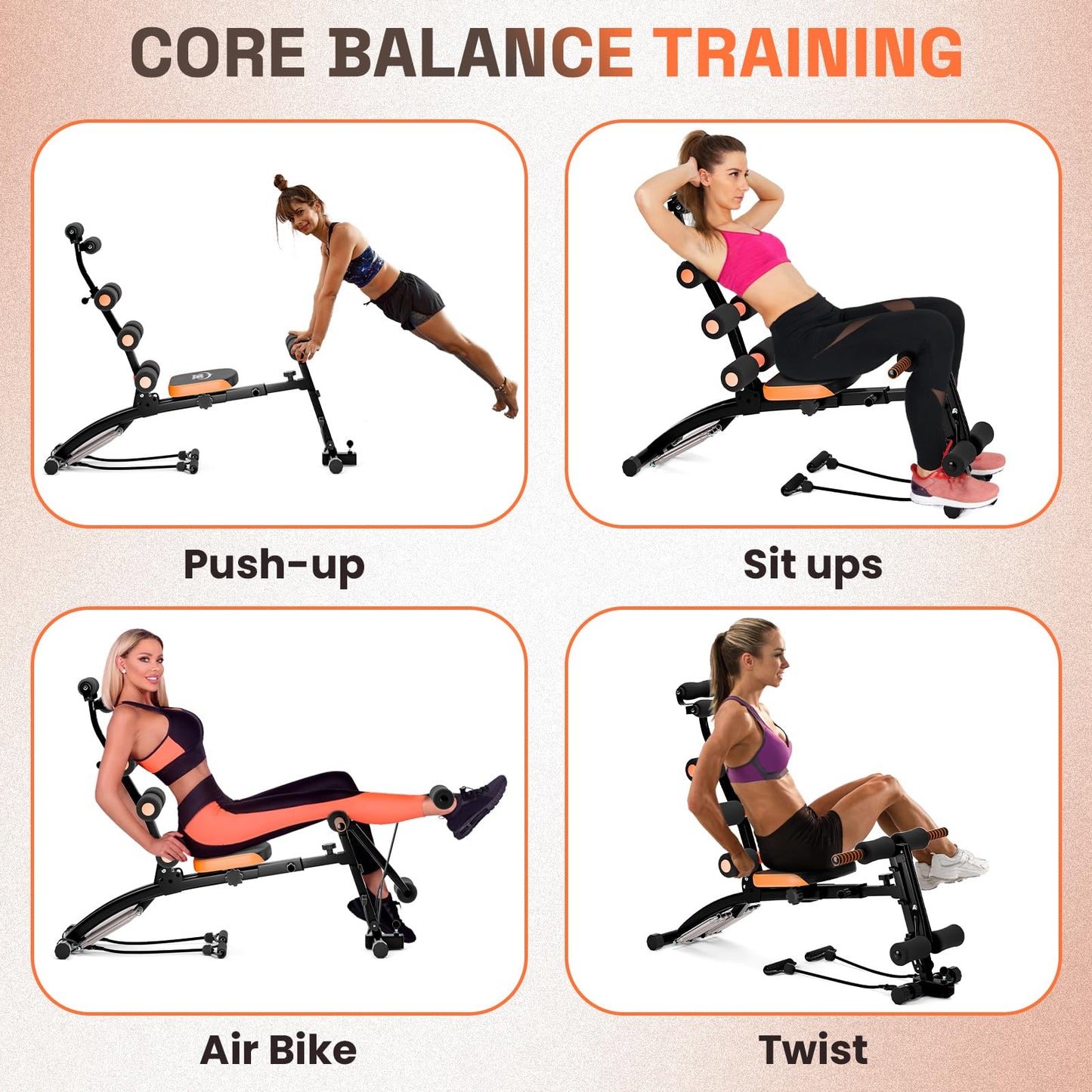 Adjustable Ab Machine for Stomach Workout, Multi-Functional Ab Crunch Trainer Bench, Abdominal Exercise Machine for Core, Legs, Arms – Maquina para Abdominales en Casa