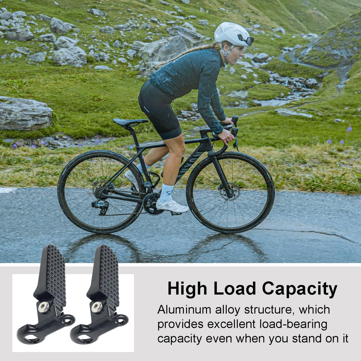 Reicyfang 1 Pair of Bike Foot Pegs, Aluminium Alloy Non-Slip Bike Rear Pedals,Mini Folding Bicycle Foot Pegs for Mountain, City, E-Bikes & Folding Bicycles