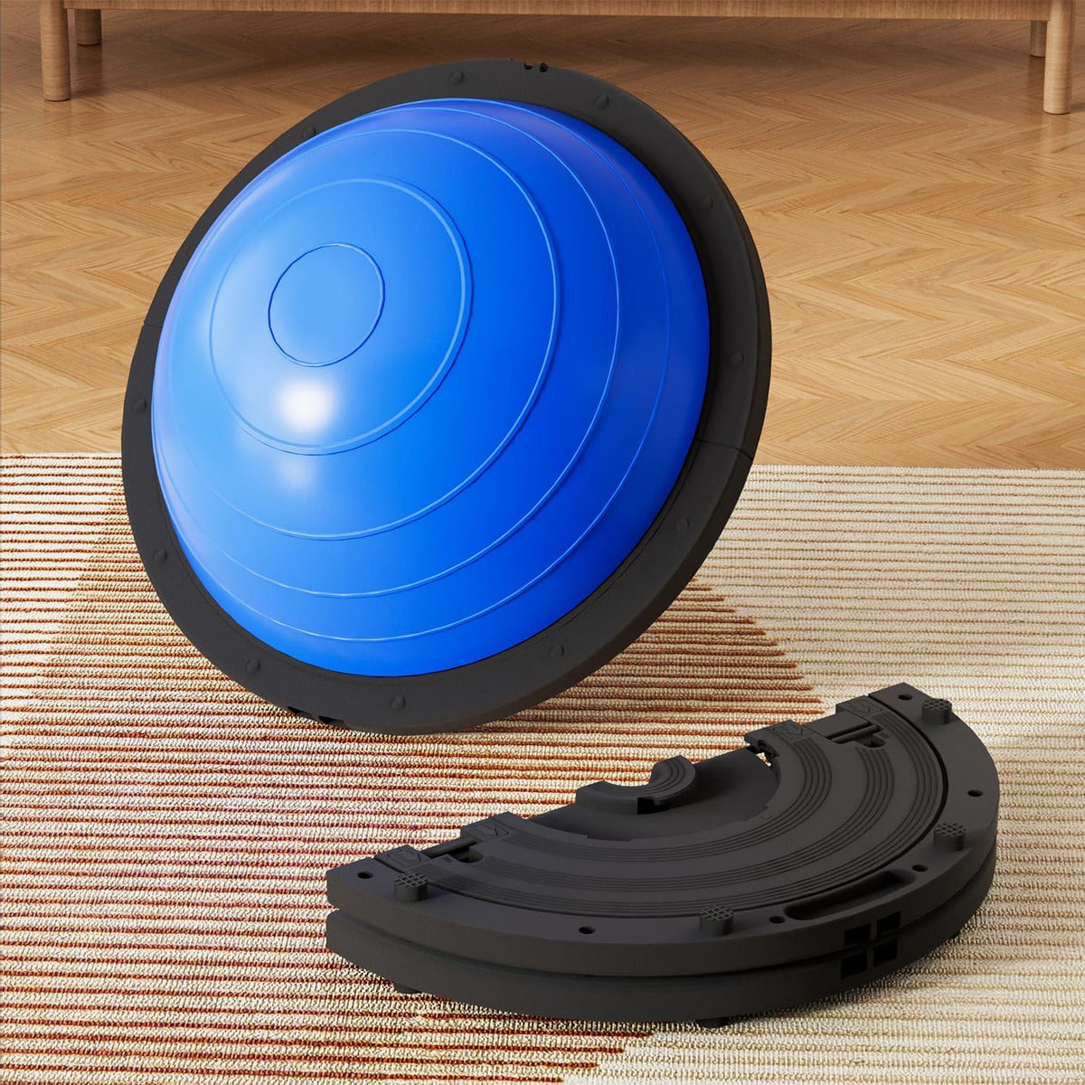 Vtory Foldable Balance Ball, Upgrate Half Ball Balance Trainer, 1300 lbs Capacity Stability Ball, 23.5 Inch Yoga Half Ball, with Resistance Band & Foot Pump, No-slip