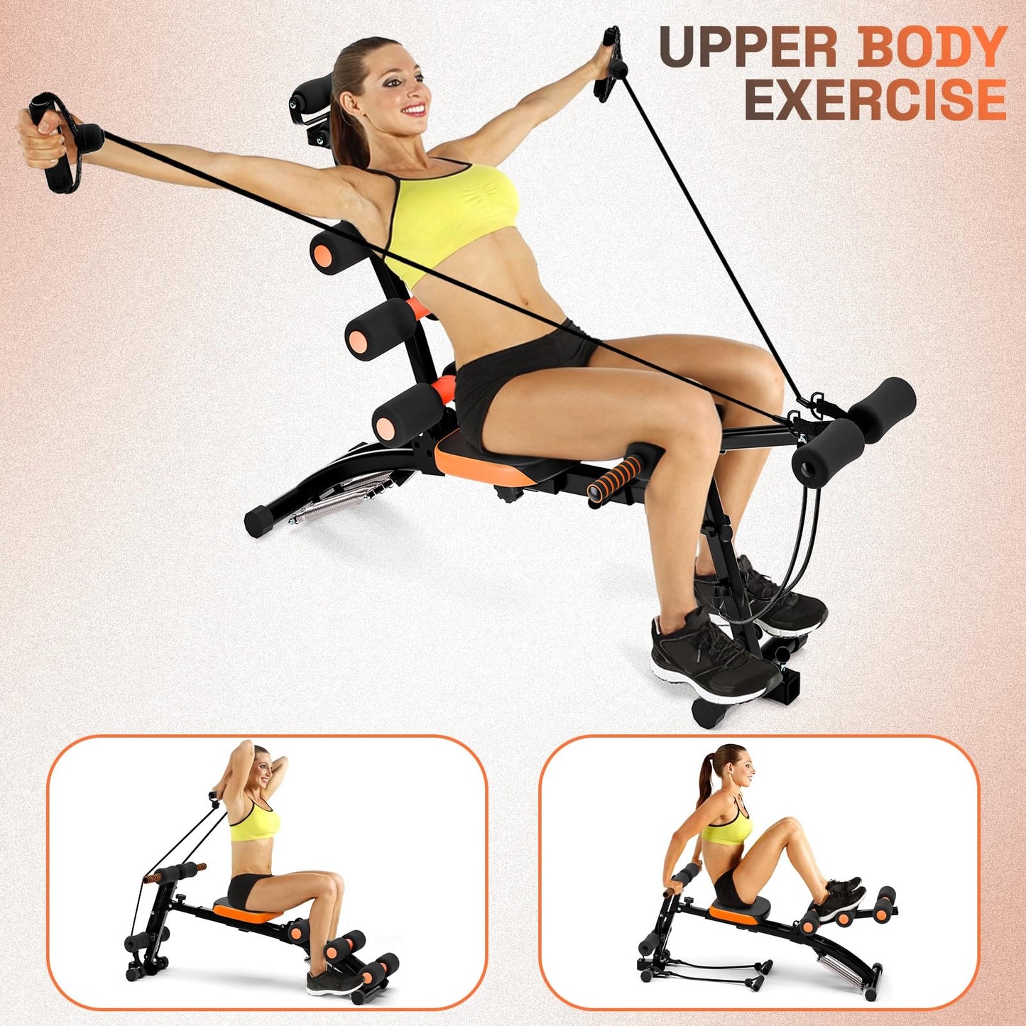 sxvbdway Ab Trainer Machine Weight Bench, Ab Workout Bench for Home Gym, Multi-Functional Adjustable Abdominal Crunch Machine, Abdominal Exercise Equipment for Total Body Workout Black