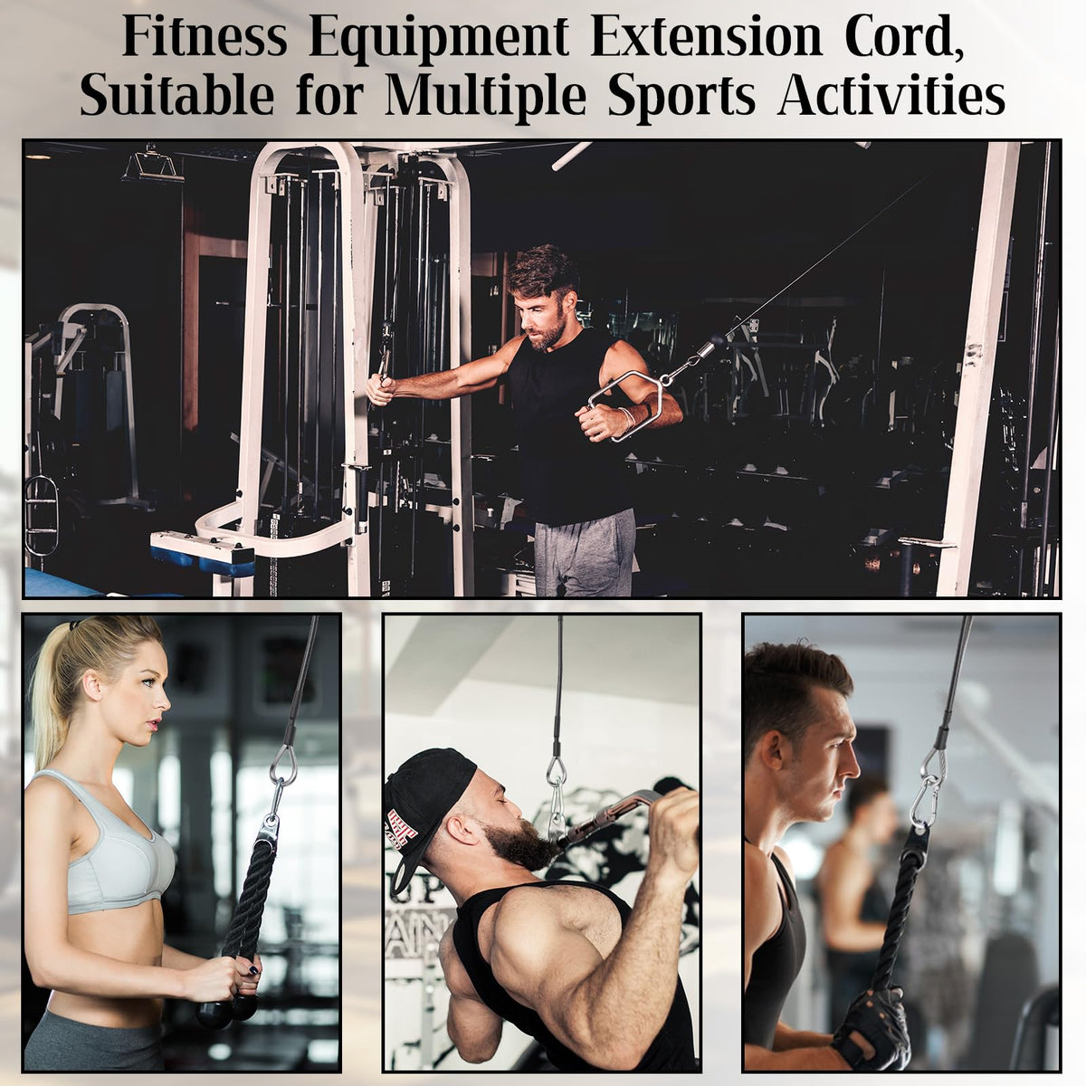 Gtziqa 10" Gym Cable Extension, 2 Pcs Replacement Cable Machine Accessories Compatible with Home Gym Accessories Fitness Extension Rope Attachment for LAT/Tricep Pull Down, Leg Extensions Machine