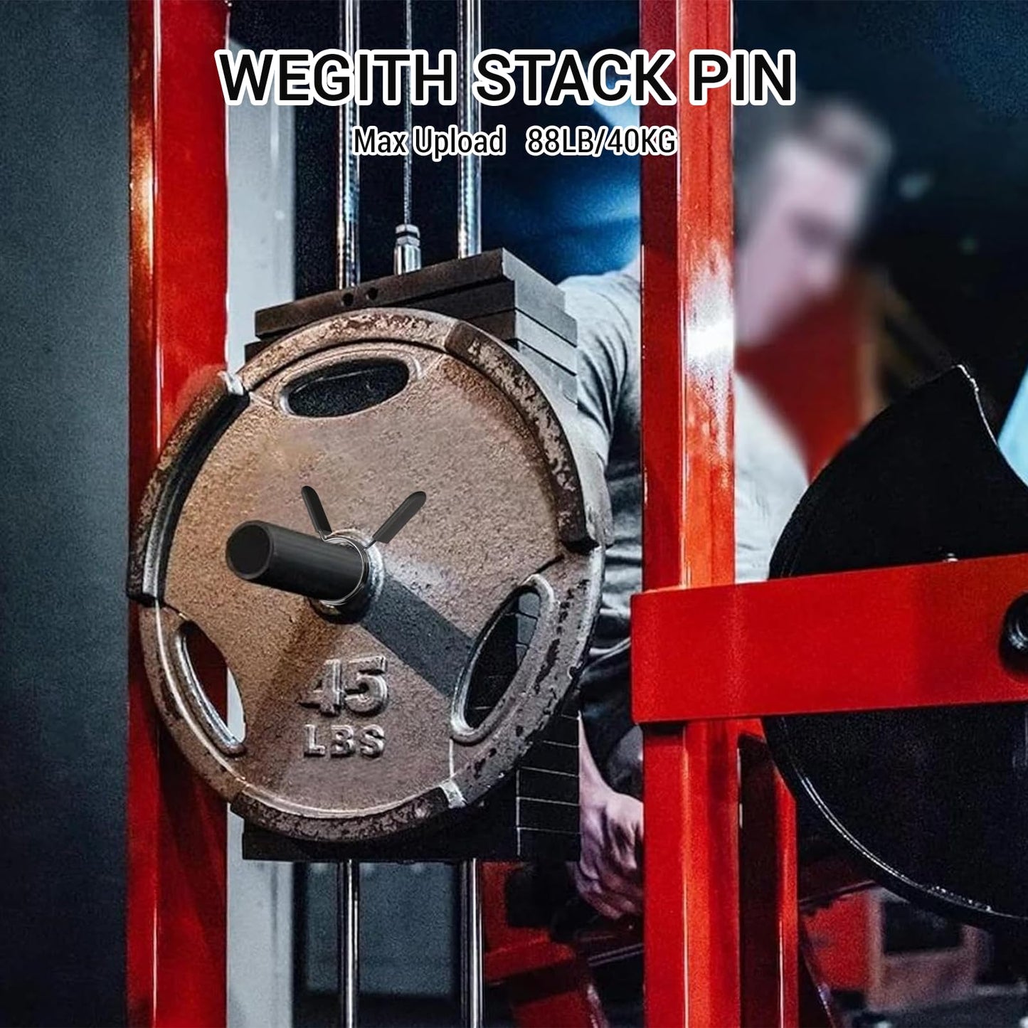 Fosegei Weight Stack Pin with Spring Clip Collar – Gym Pin for Weight Stack Machine, Weight Stack Extender Pin Strength Training Equipment for Commercial Gym and Home Gym