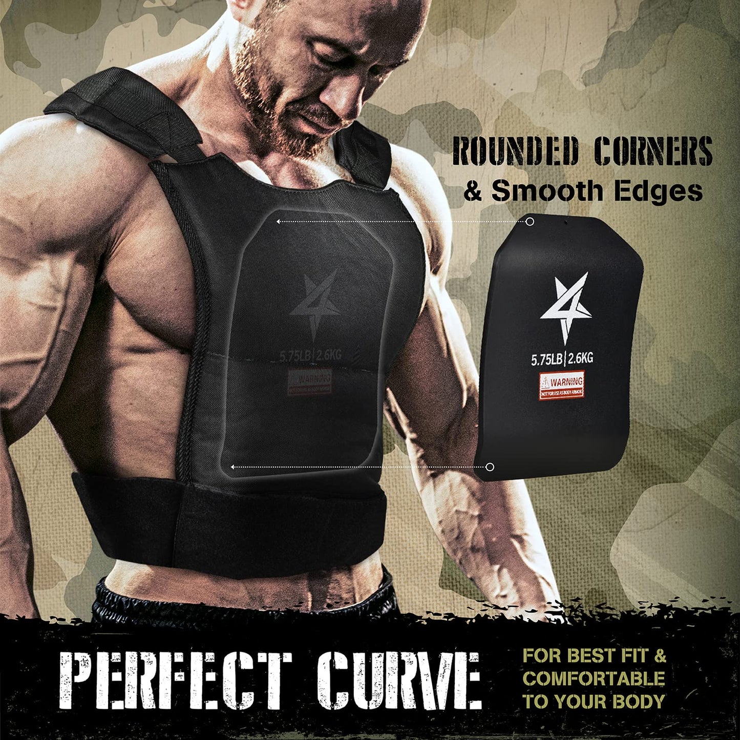 Yes4All Weighted Vest Plate with Curved Ergonomic Plates for Running, Rucking, & Strength Training, Comfortable Fit, Tactical Vest, Plate Pair or Combo, 5.75 to 19.75LB - 5.75 lb Pair (Plate Only)