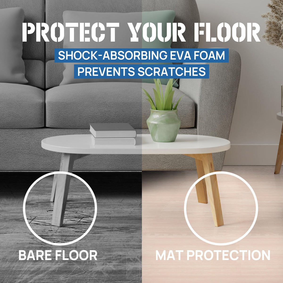 Yes4All EVA Interlocking Mats, Puzzle Floor Tiles, Foam Floor Padding with Border for Furniture, Home Space, Living Room, Garage 11,22,32 SQFT