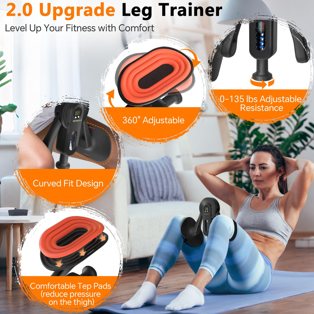 iFirle Pelvic Floor Exercise Devices, Thigh Master Kegel Exerciser 90/135lb Adjustable Pelvic Floor Muscle Trainer with Digital Counter, Resistance Band Straps for Women Men Shaping Home Gym