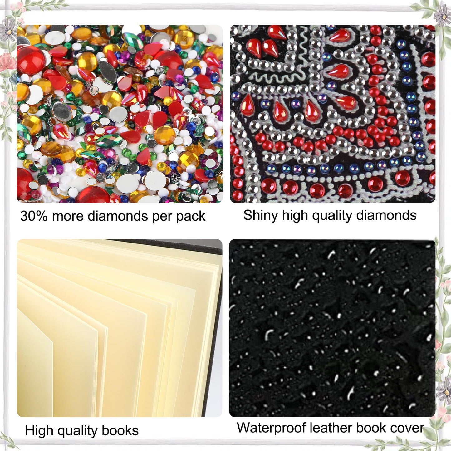 JISHSHAY 2 PCS Diamond Art Notebook Journal Fairy Elf Diamond Painting Note Book Gem Art Sketchbook Mosaic Kits for Adults Diary Gem Painting Leather Journal A5 Notebook with Special Shaped Drills
