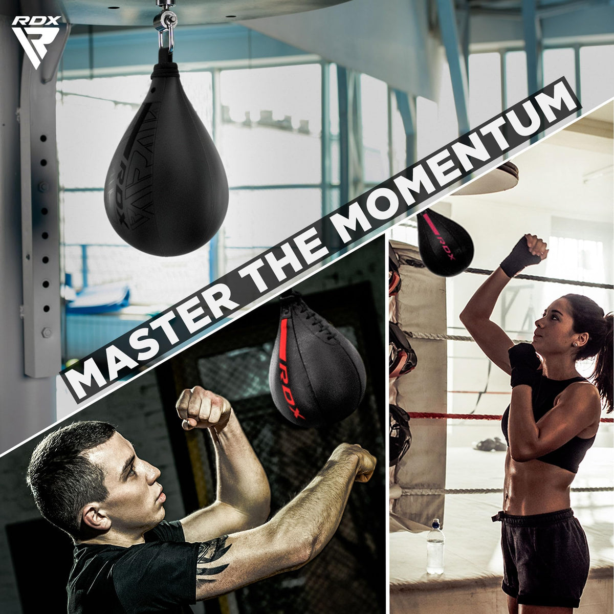 RDX Speed Bag Boxing Ball, Maya Hide Leather Dodge Striking Target with Additional Bladder, MMA Muay Thai Punching Workout Kicking Martial Arts Training Home Gym Exercise Speedball
