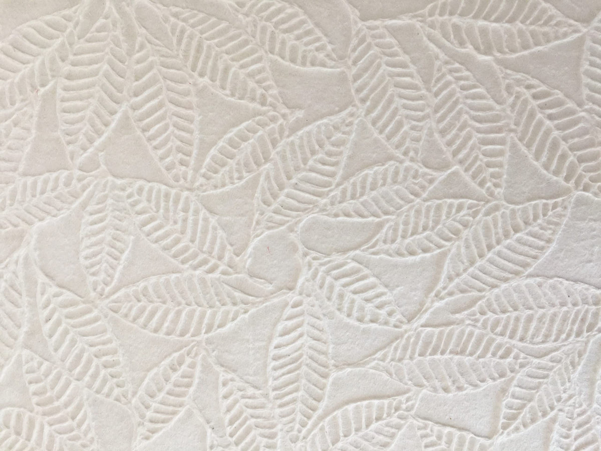 MULBERRY PAPER, EMBOSSED LEAVES, WHITE MULBERRY PAPER SHEET