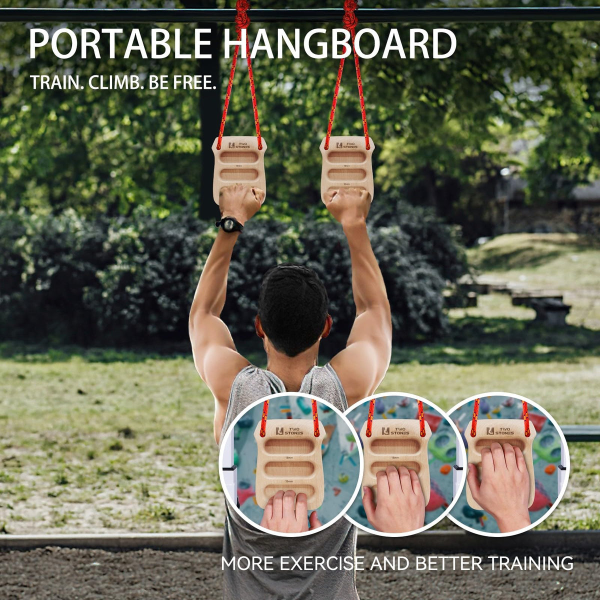 TWO STONES Portable Hangrboard Rock Climbing | Lightweight Climbing Hangboard as Climbing Training Board for Rock Climbers as Gift