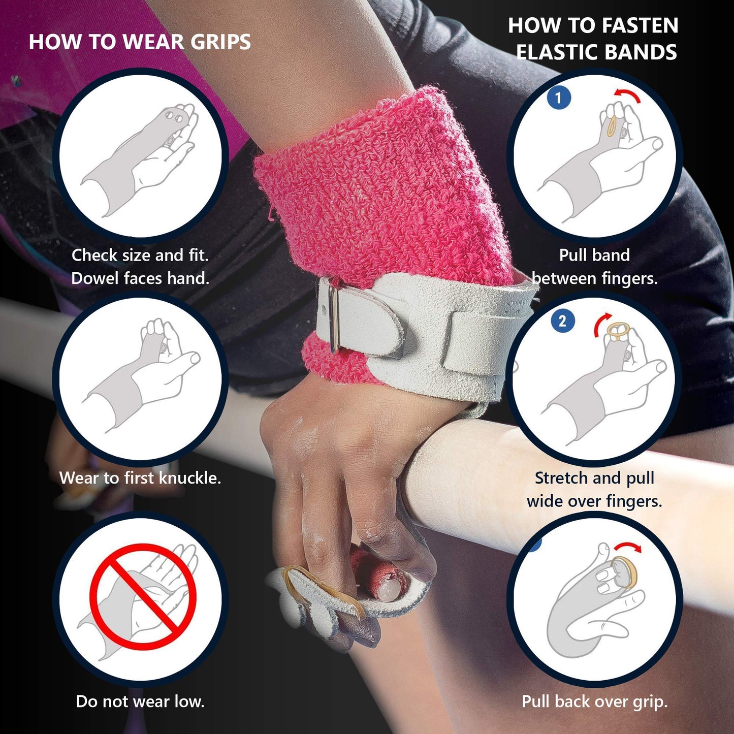 US Glove Women Uneven Bar Grips - Gymnasts Grip Accessories for Gymnastics Training - Youth to Adult Girl Sizes Wide Palm Protectors Piece - Leather Hand Grips for Weightlifting - Single Buckle