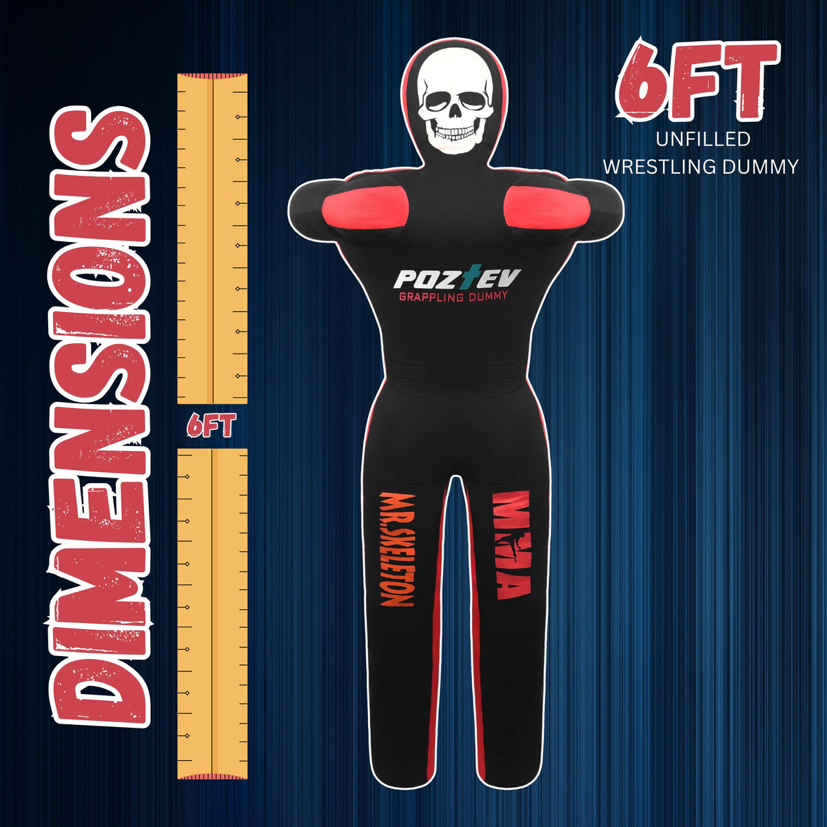 POZTEV Adult Grappling Dummy – 6ft Unfilled Wrestling Dummy for MMA, Jiu Jitsu, and Martial Arts Training – Practice Punching Dummy – Full Size Adult Grappling Dummy for BJJ, Karate & Judo