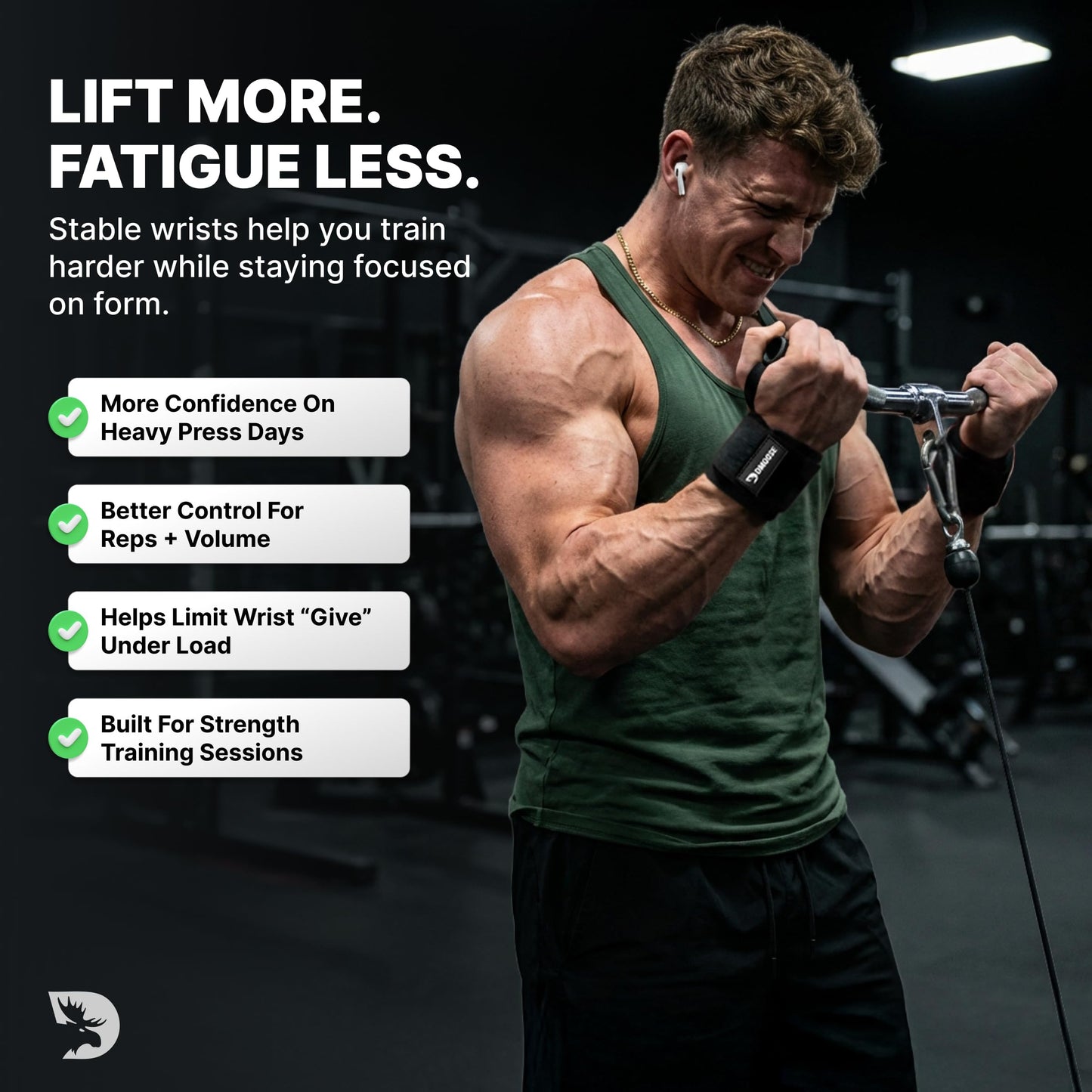 DMoose Wrist Straps for Weightlifting 12 and 18 Inches Thumb Loops with Wrist Support for Workouts Powerlifting Wrist Straps for Weight Lifting Men and Women Black II