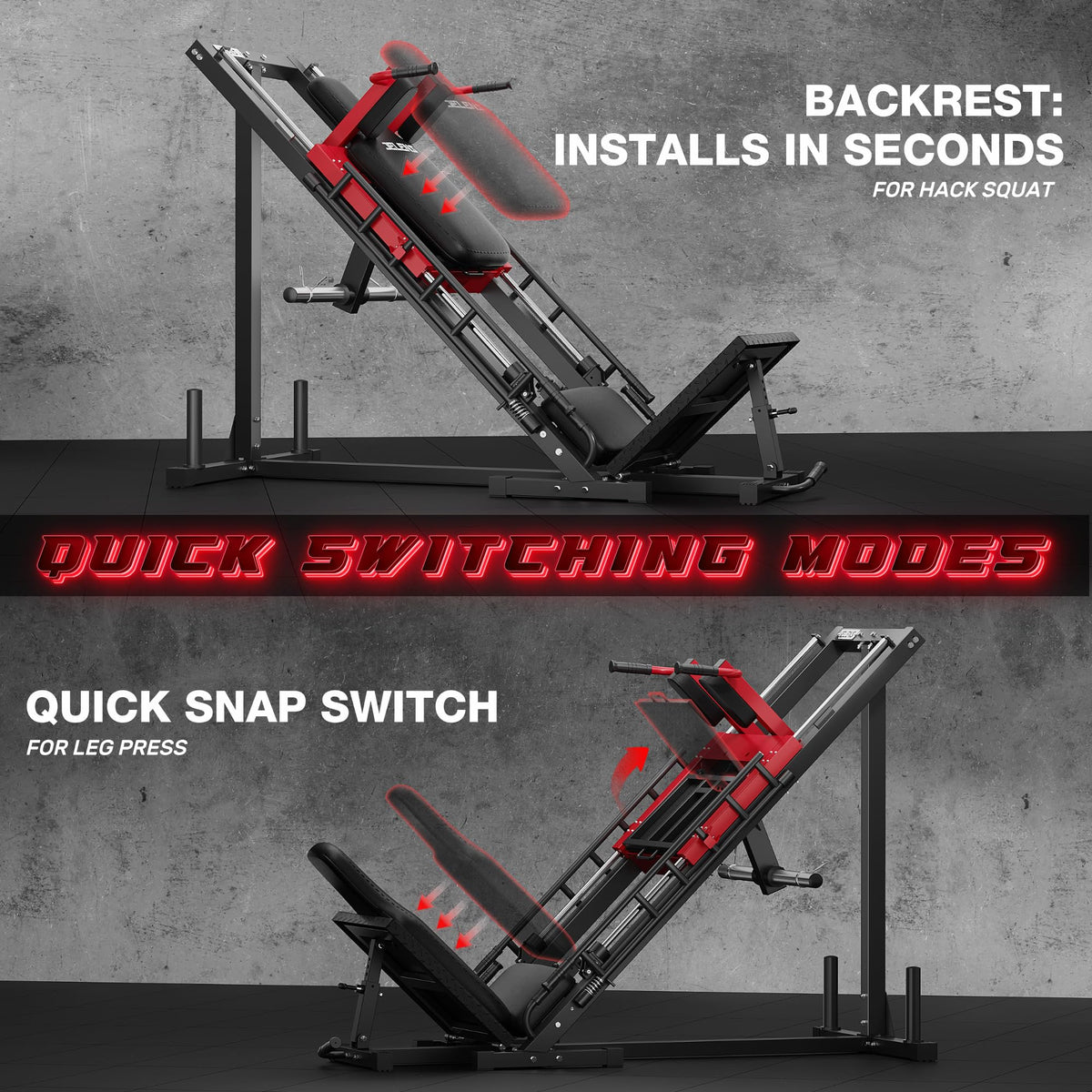 JELENS Leg Press Hack Squat Machine, Leg Machine for Home Gym with Linear Bearing, L11 Professional Adjustable Leg Exercise Machine, Lower Body Workout (Red, Classical)