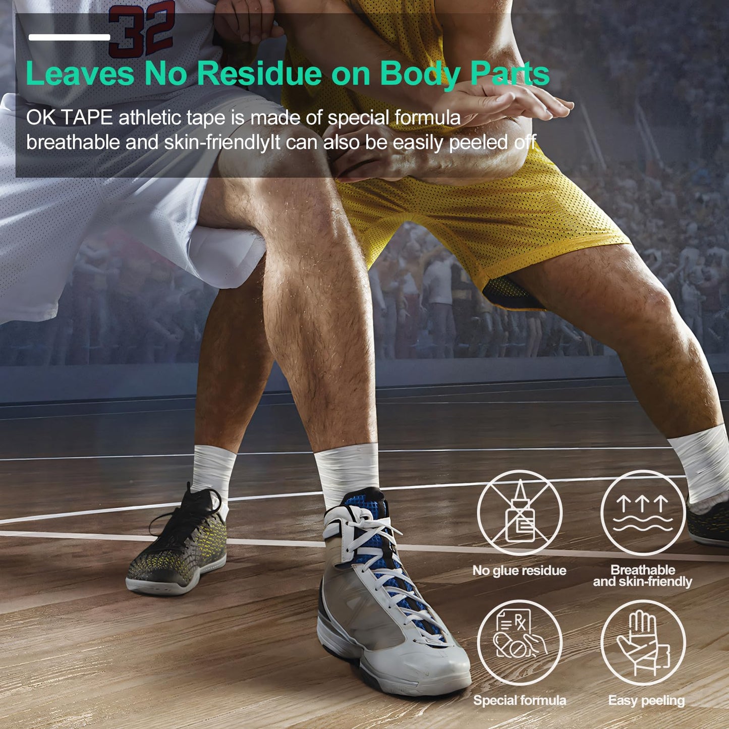 OK TAPE Athletic Sports Tape Bulk（12-Rolls) -180yds Very Strong Tape for Athlete & Sport Trainers & First Aid Injury Wrap, Perfect for Fingers Ankles Wrist on Bat, Hockey Stick - White